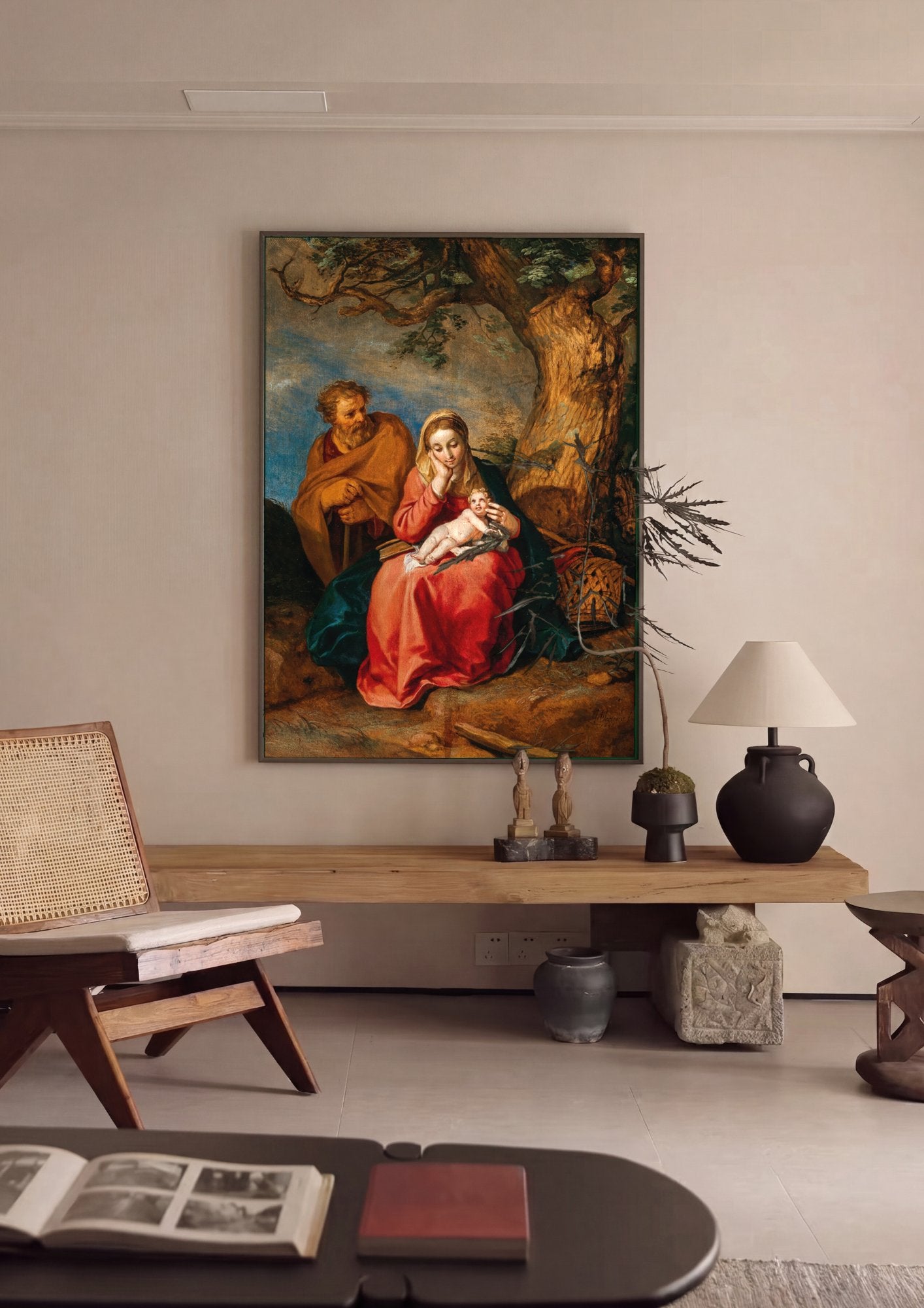 Quadro Decorativo A Sagrada Família - Abraham Bloemaert em ambiente decorado