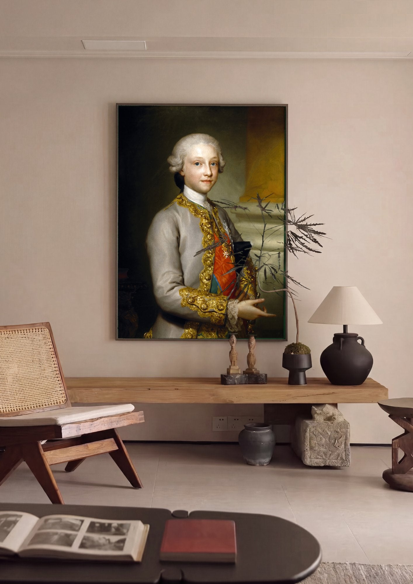 Quadro Decorativo Retrato de Jovem Nobre - Anton Raphael Mengs em ambiente decorado