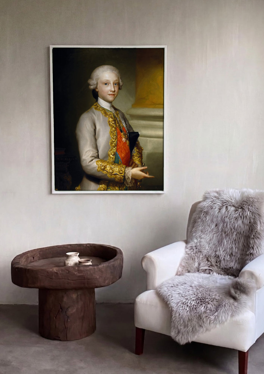 Quadro Decorativo Retrato de Jovem Nobre - Anton Raphael Mengs em ambiente decorado