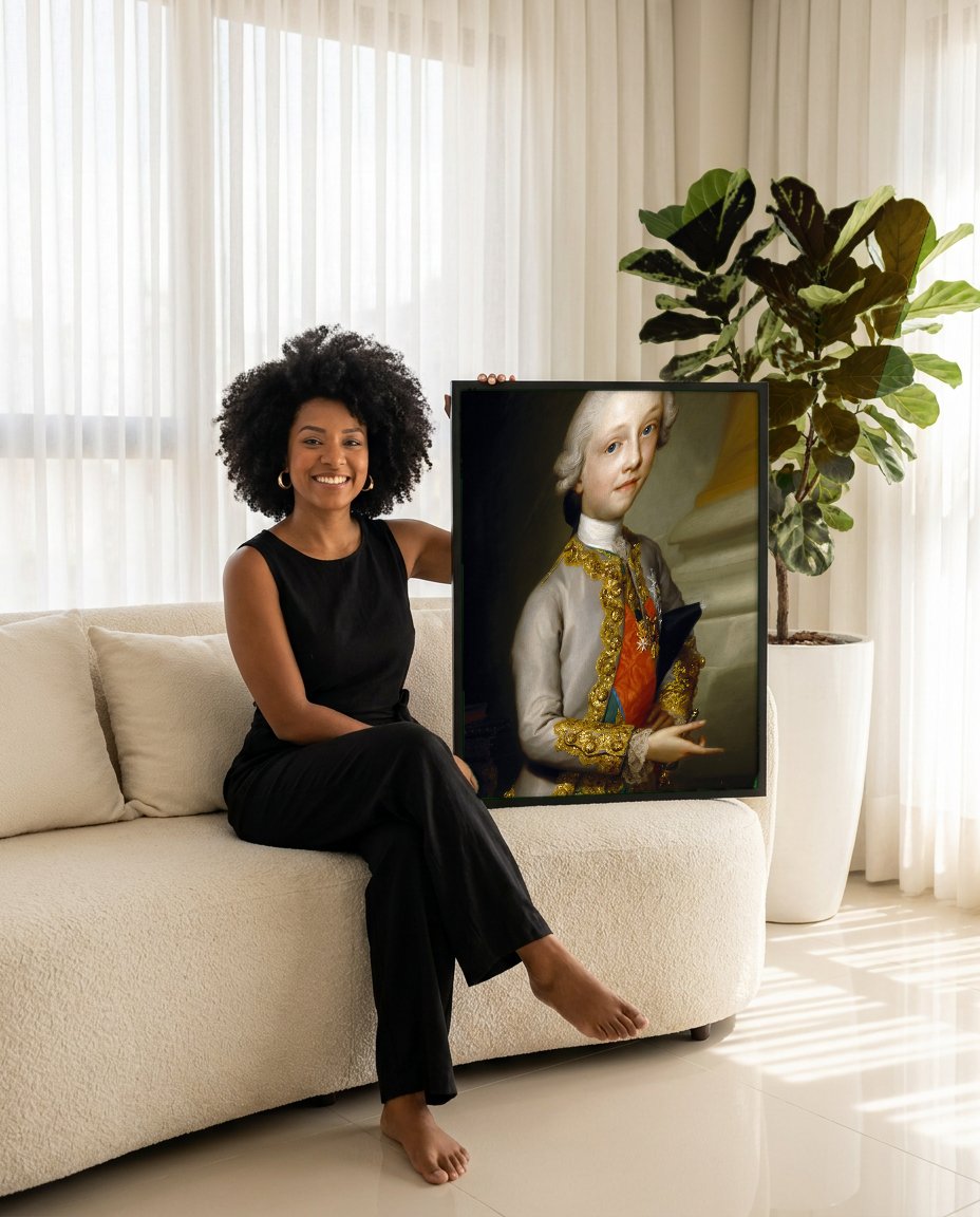 Quadro Decorativo Retrato de Jovem Nobre - Anton Raphael Mengs com modelo em ambiente