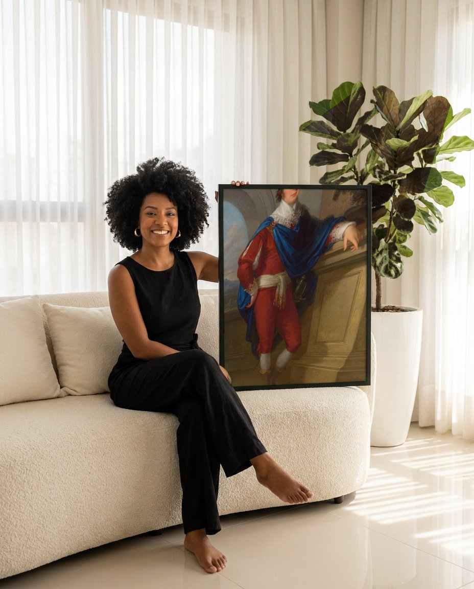 Quadro Decorativo Retrato de Jovem Nobre - Angelica Kauffmann com modelo em ambiente