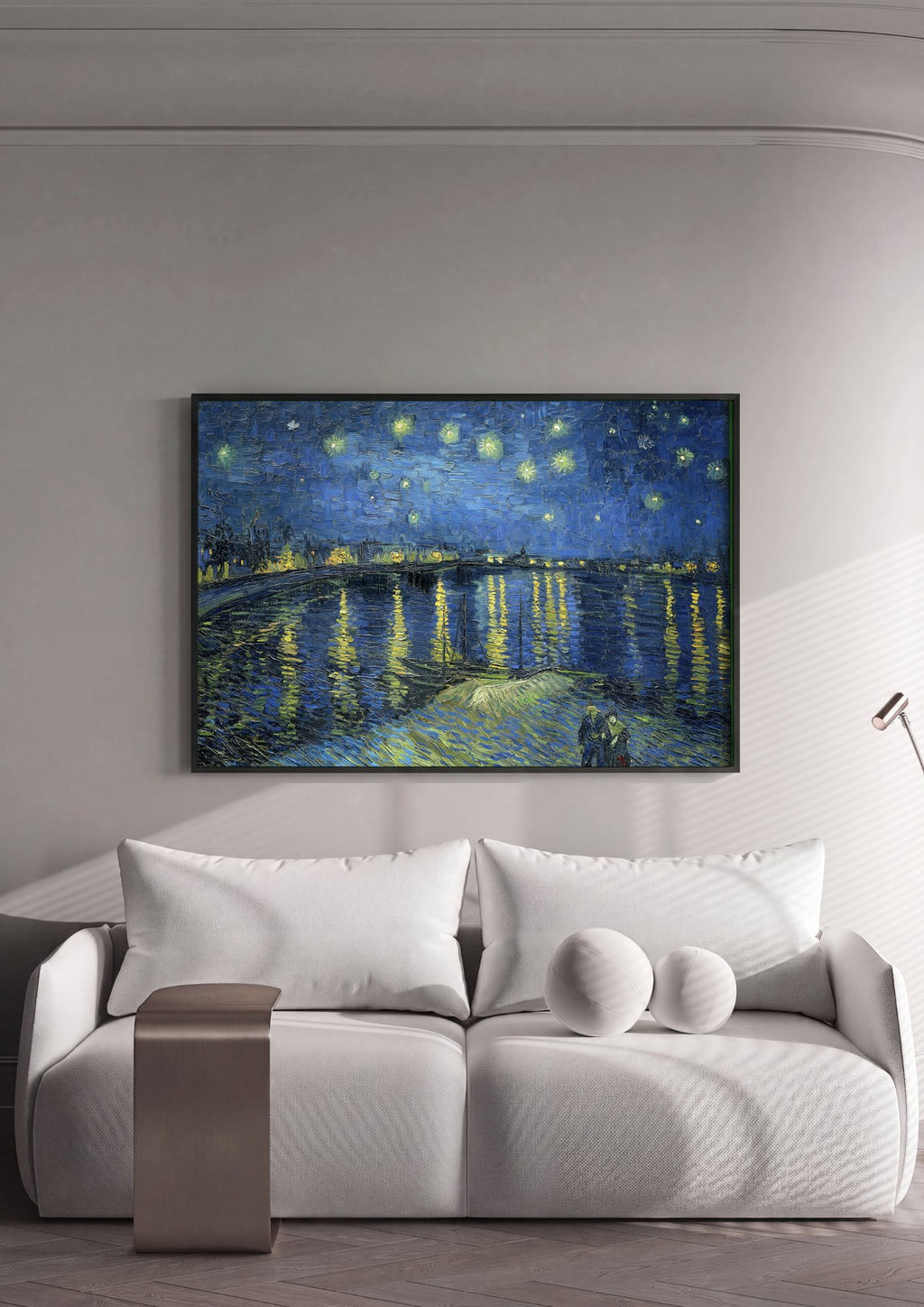 Quadro Decorativo Noite Estrelada Sobre o Ródano - Van Gogh em ambiente decorado
