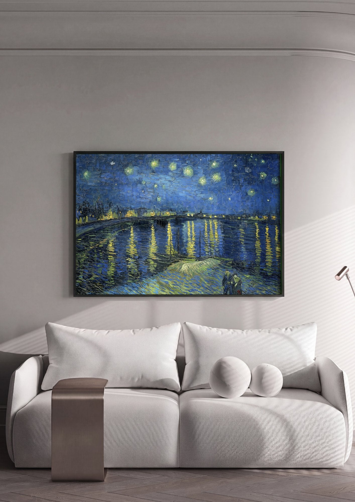Quadro Decorativo Noite Estrelada Sobre o Ródano - Van Gogh em ambiente decorado