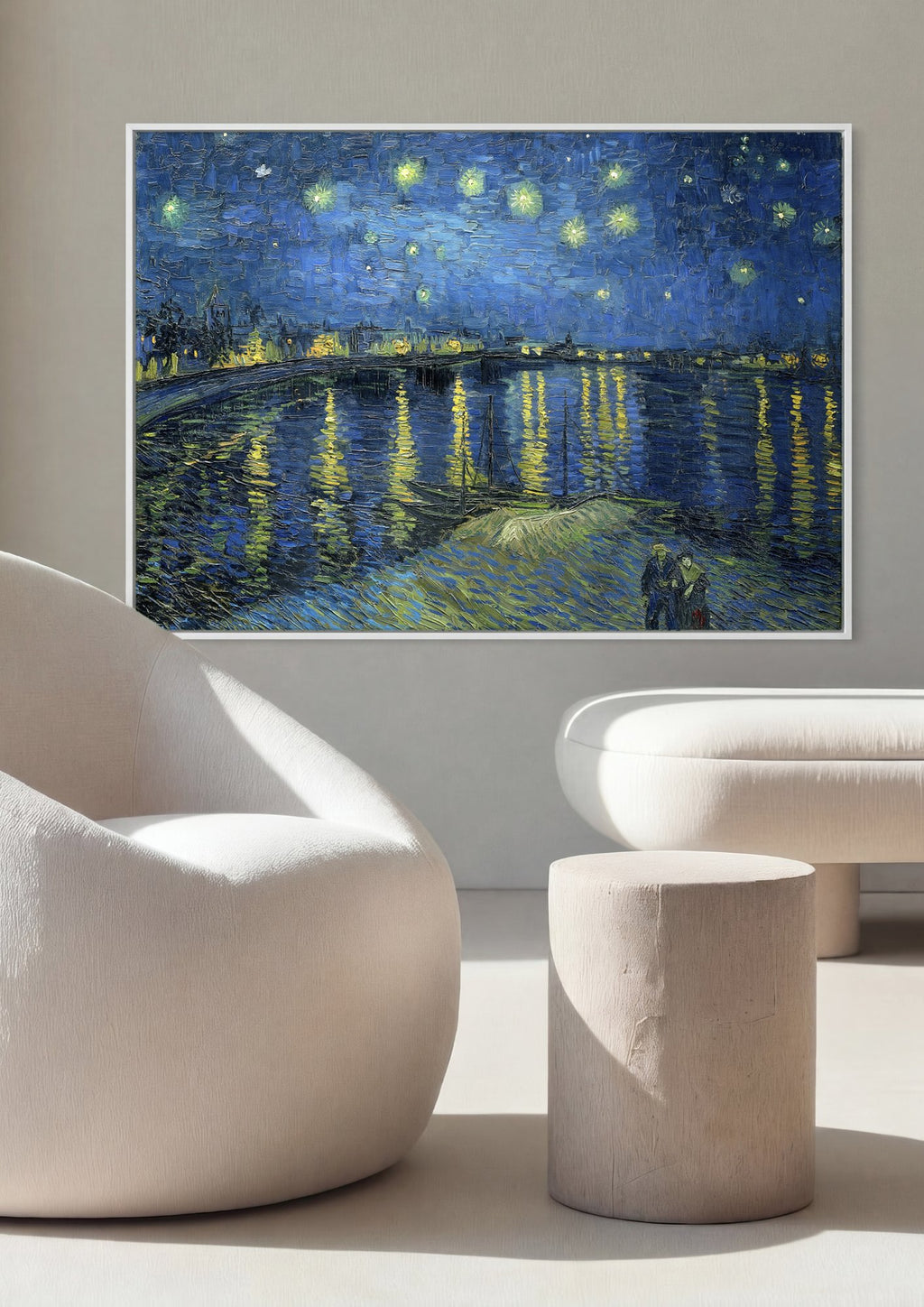Quadro Decorativo Noite Estrelada Sobre o Ródano - Van Gogh em ambiente decorado