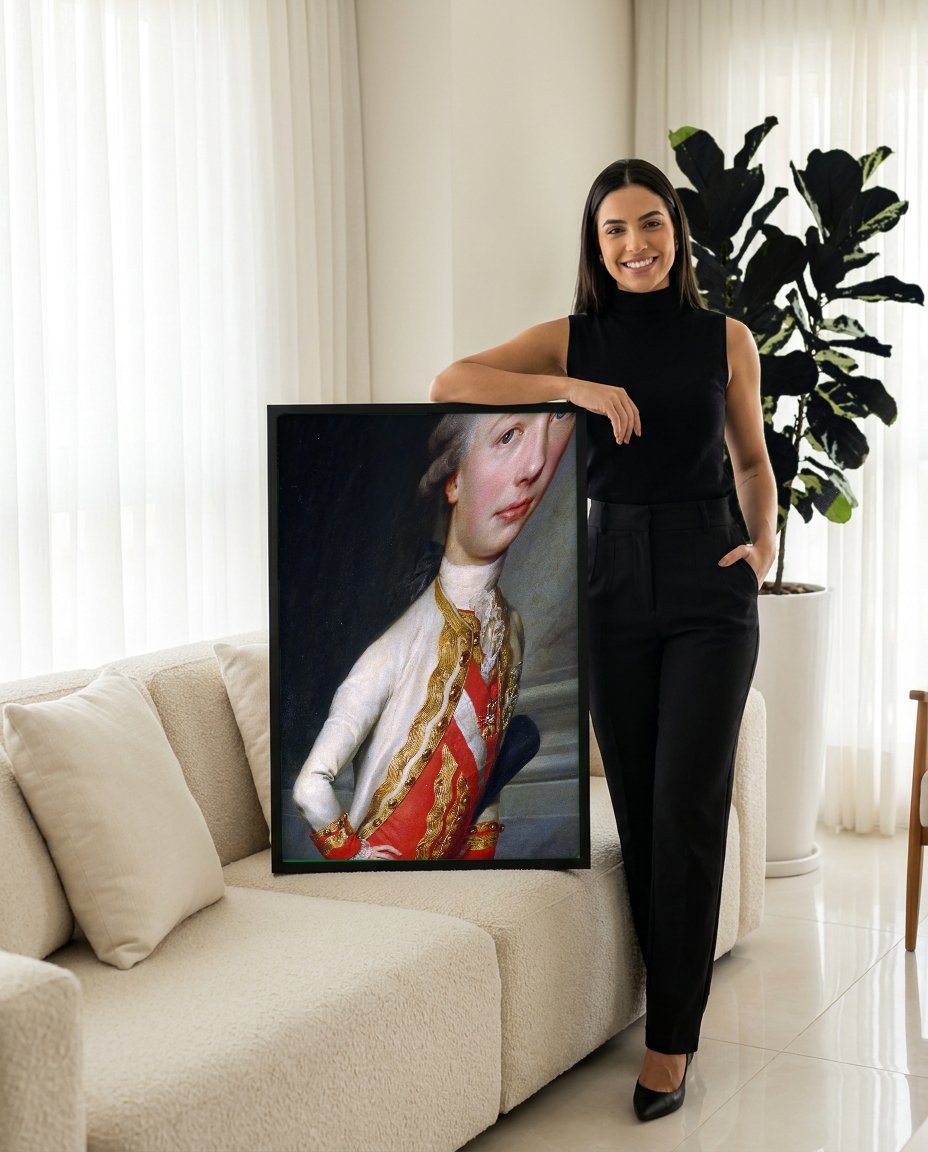 Quadro Decorativo Retrato de Jovem Nobre - Anton Raphael Mengs com modelo em ambiente