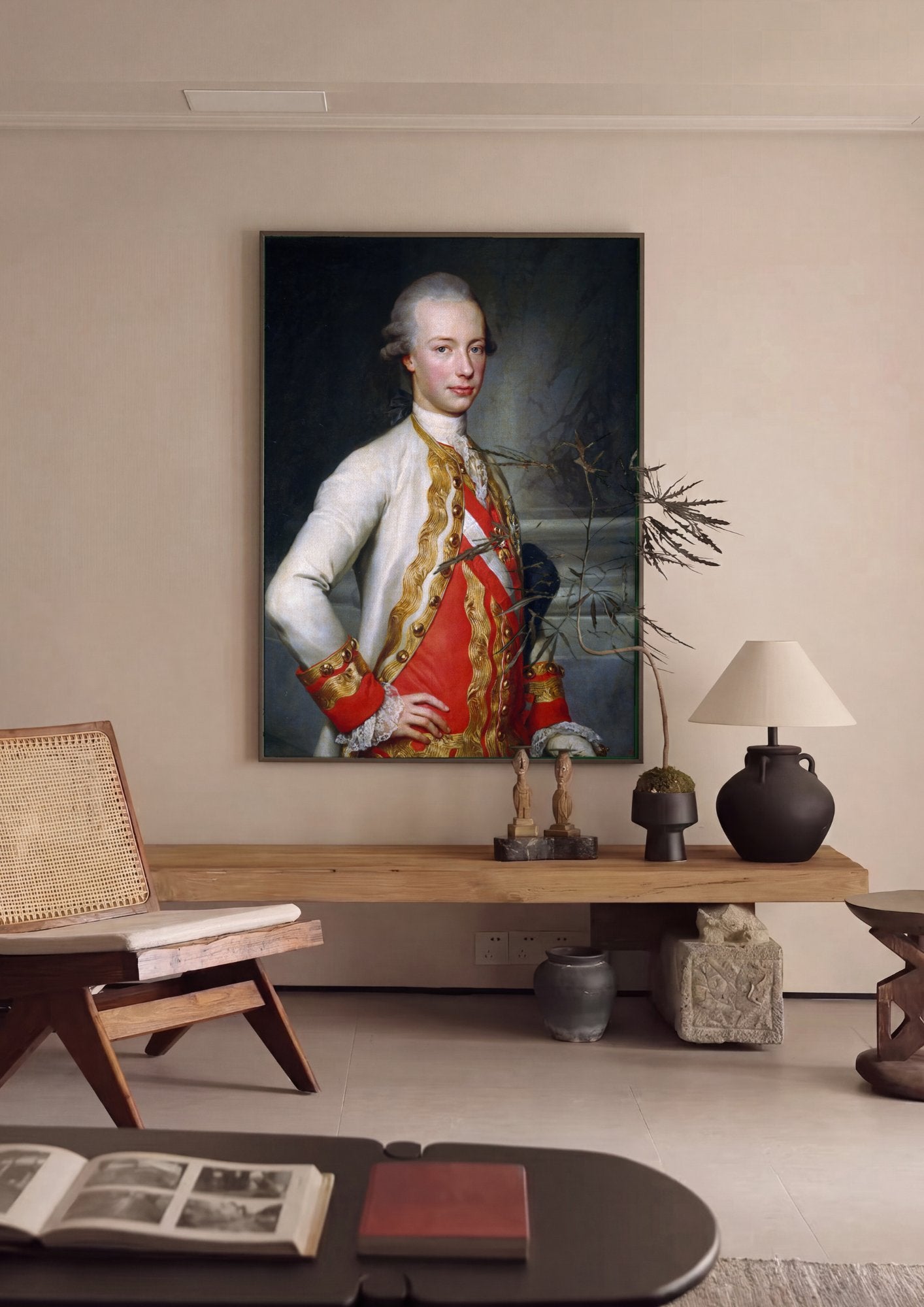 Quadro Decorativo Retrato de Jovem Nobre - Anton Raphael Mengs em ambiente decorado