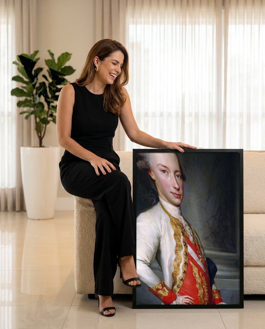 Quadro Decorativo Retrato de Jovem Nobre - Anton Raphael Mengs com modelo em ambiente
