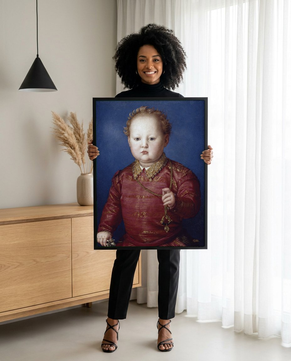 Quadro Decorativo Retrato de Criança - Bronzino com modelo em ambiente