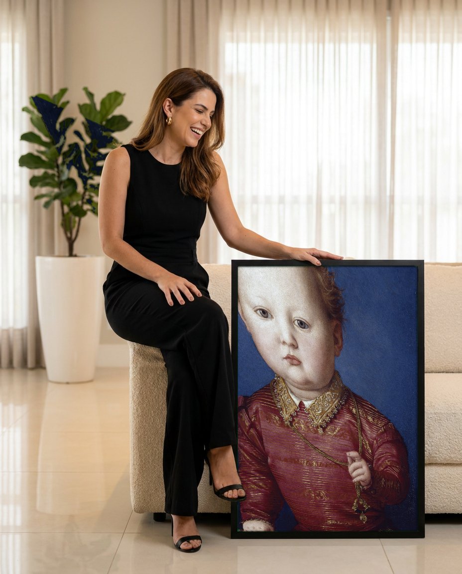 Quadro Decorativo Retrato de Criança - Bronzino com modelo em ambiente