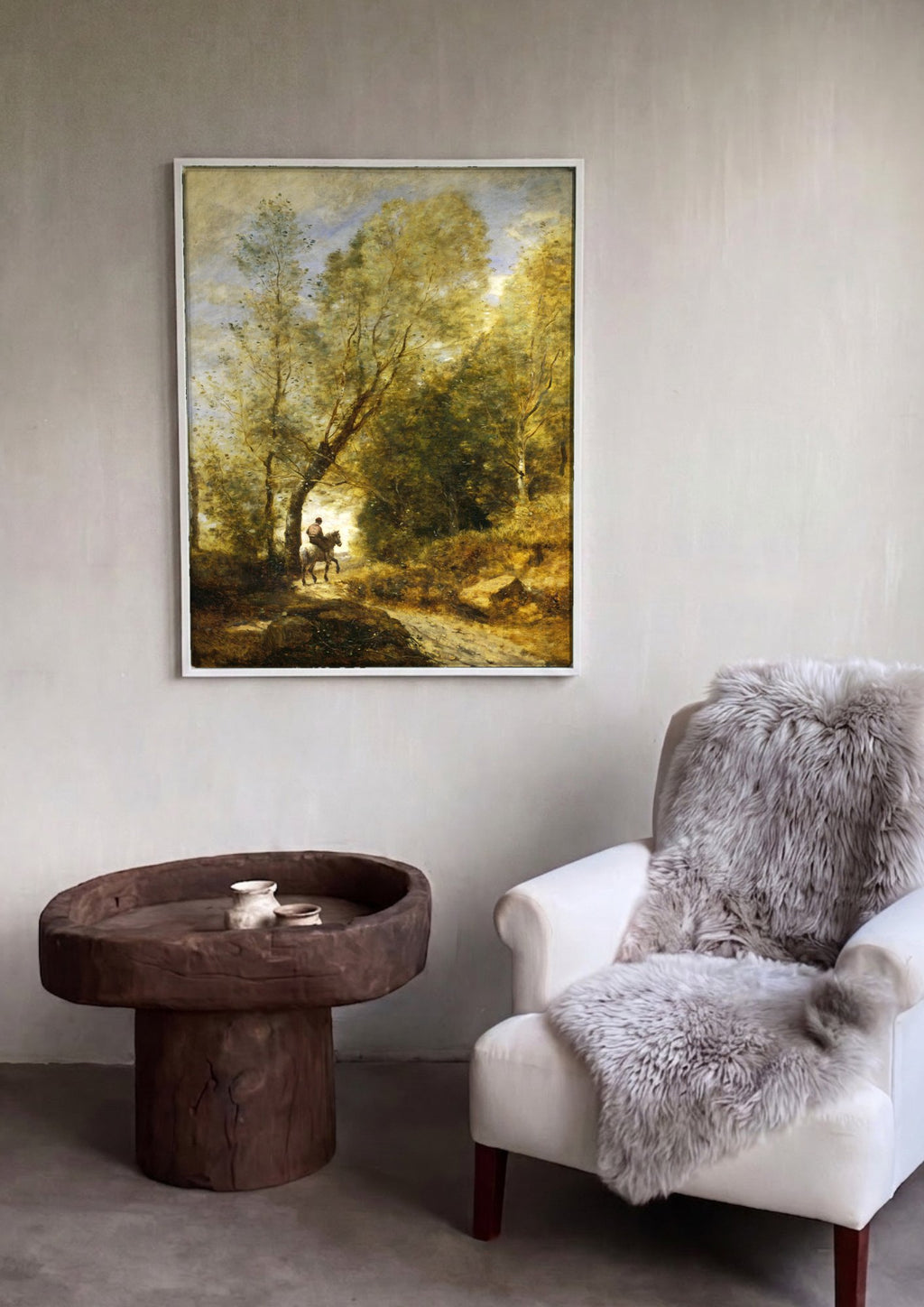 Quadro Decorativo Floresta e Cavaleiro - Corot | quadro emoldurado na parede