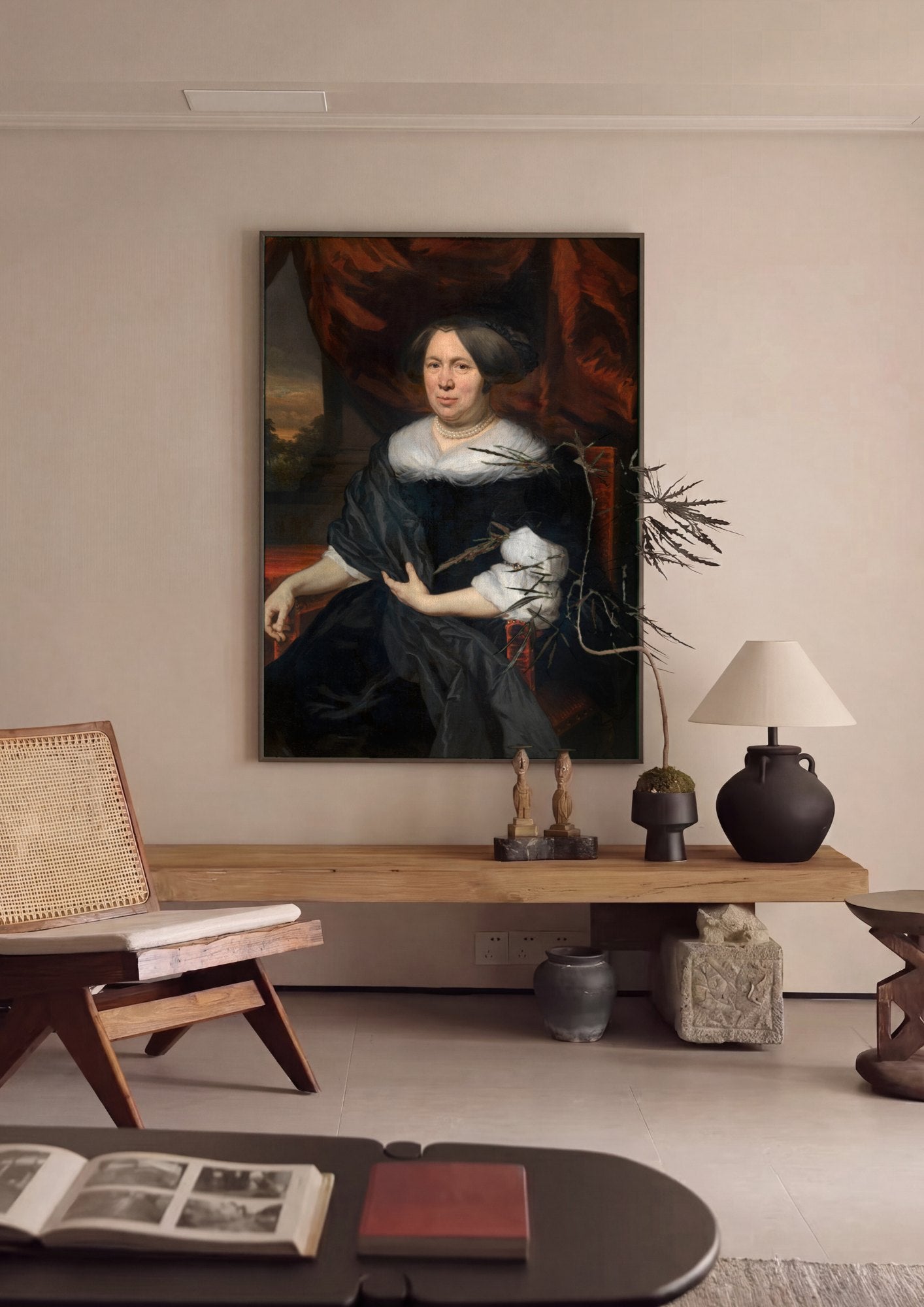 Quadro Decorativo Retrato de Senhora - Nicolaes Maes | quadro emoldurado na parede