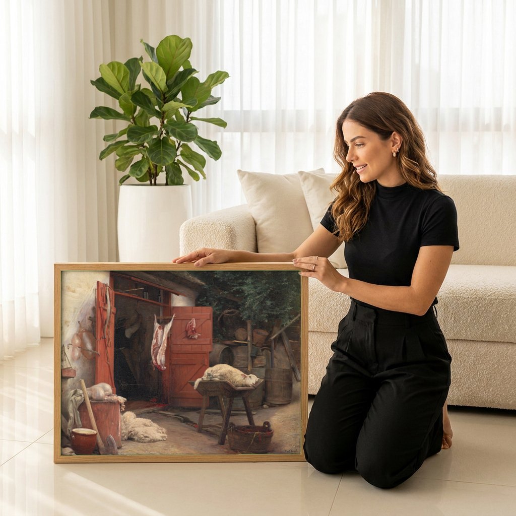 Quadro Decorativo A Casa do Açougueiro - Carl Bloch | modelo apresentando o quadro emoldurado