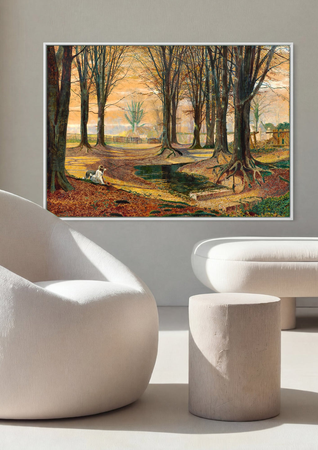 Quadro Decorativo Floresta Outonal com Cão - Grimshaw | quadro emoldurado na parede