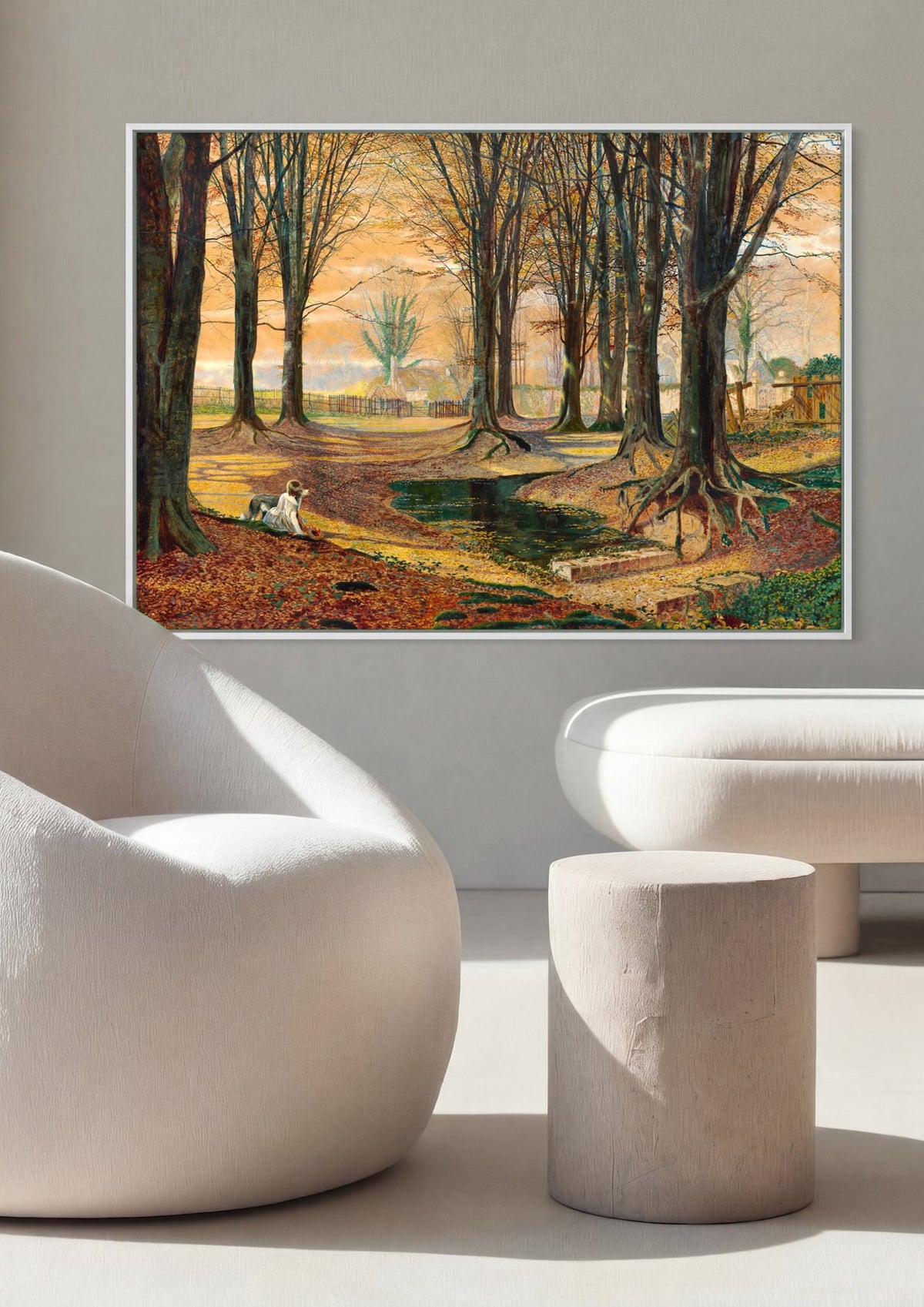 Quadro Decorativo Floresta Outonal com Cão - Grimshaw | quadro emoldurado na parede