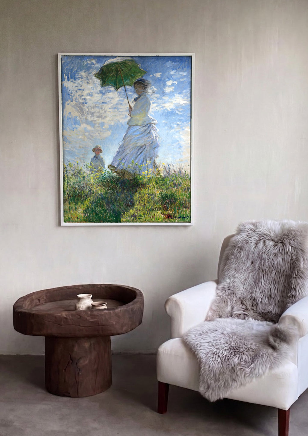 Quadro Decorativo Mulher com Sombrinha - Claude Monet | quadro emoldurado na parede