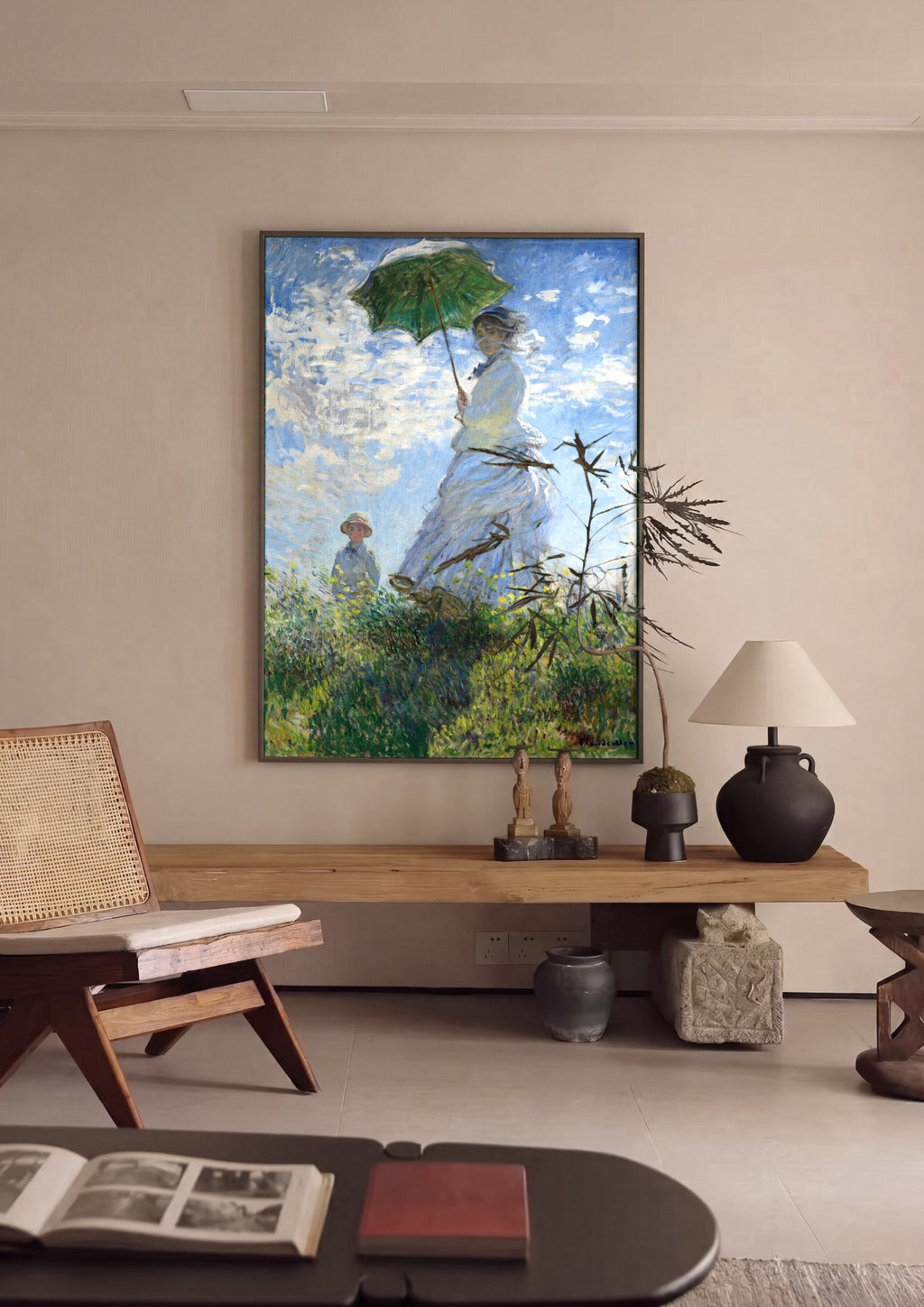 Quadro Decorativo Mulher com Sombrinha - Claude Monet | quadro emoldurado na parede