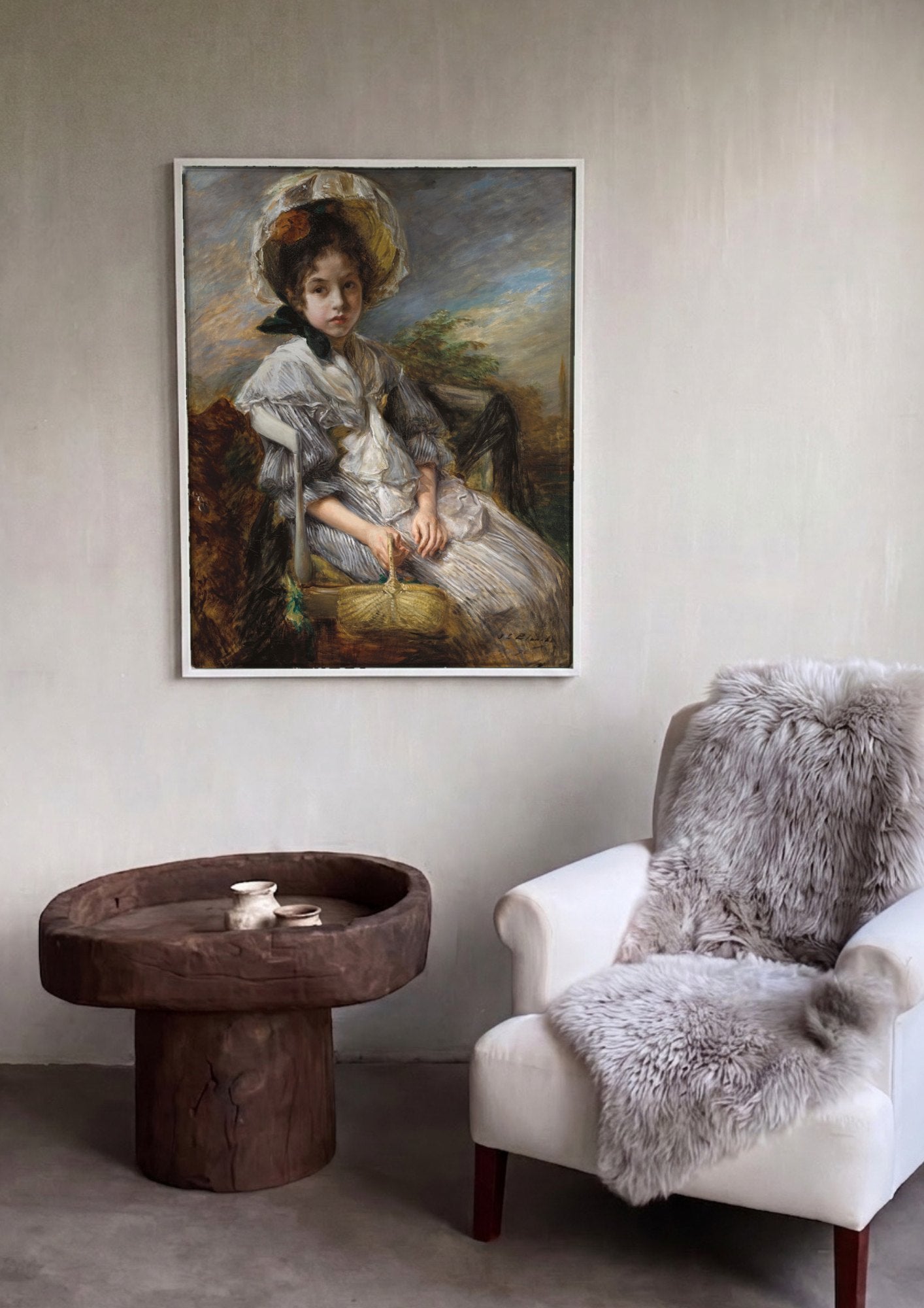 Quadro Decorativo A Menina do Chapéu - Jacques Émile Blanche | quadro emoldurado na parede