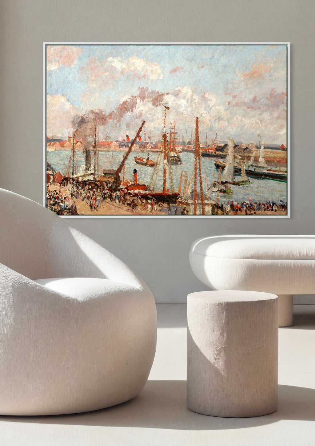 Quadro Decorativo Porto de Rouen, Tarde - Camille Pissarro | quadro emoldurado na parede
