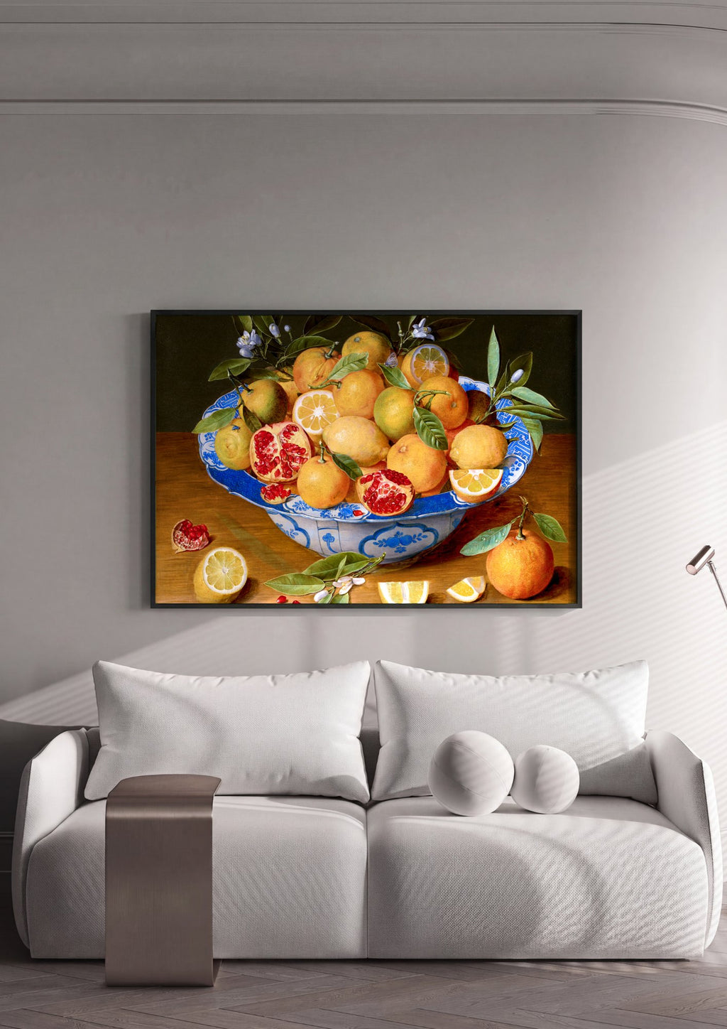 Quadro Decorativo Cesto de Frutas Cítricas - F. I. van Velde | quadro emoldurado na parede