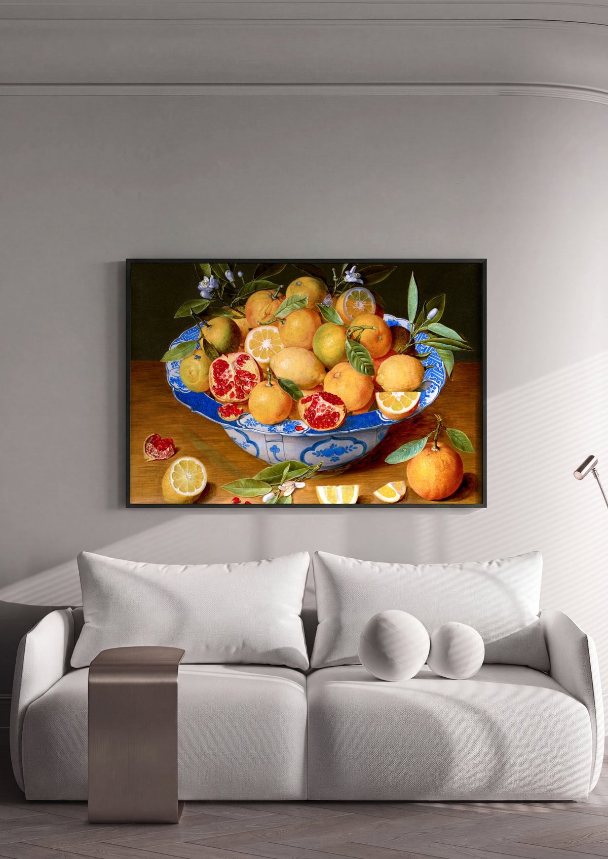 Quadro Decorativo Cesto de Frutas Cítricas - F. I. van Velde | quadro emoldurado na parede