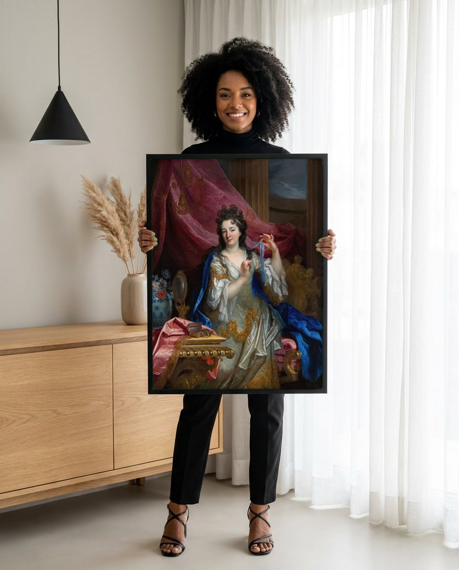 Quadro Decorativo Retrato de Senhora - Nicolas de Largillière | modelo apresentando o quadro emoldurado