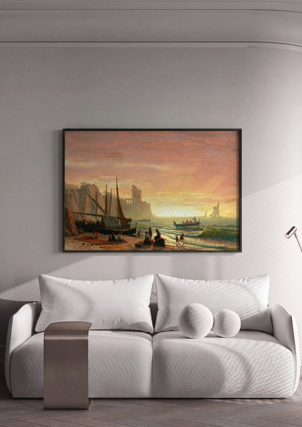Quadro Decorativo Pescadores ao Entardecer - Albert Bierstadt | quadro emoldurado na parede