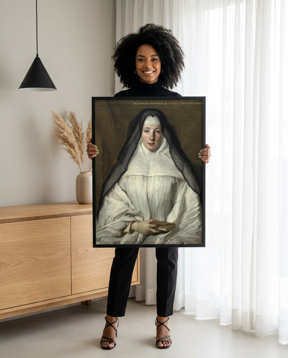 Quadro Decorativo Retrato de Senhora - Nicolas de Largillière | modelo apresentando o quadro emoldurado