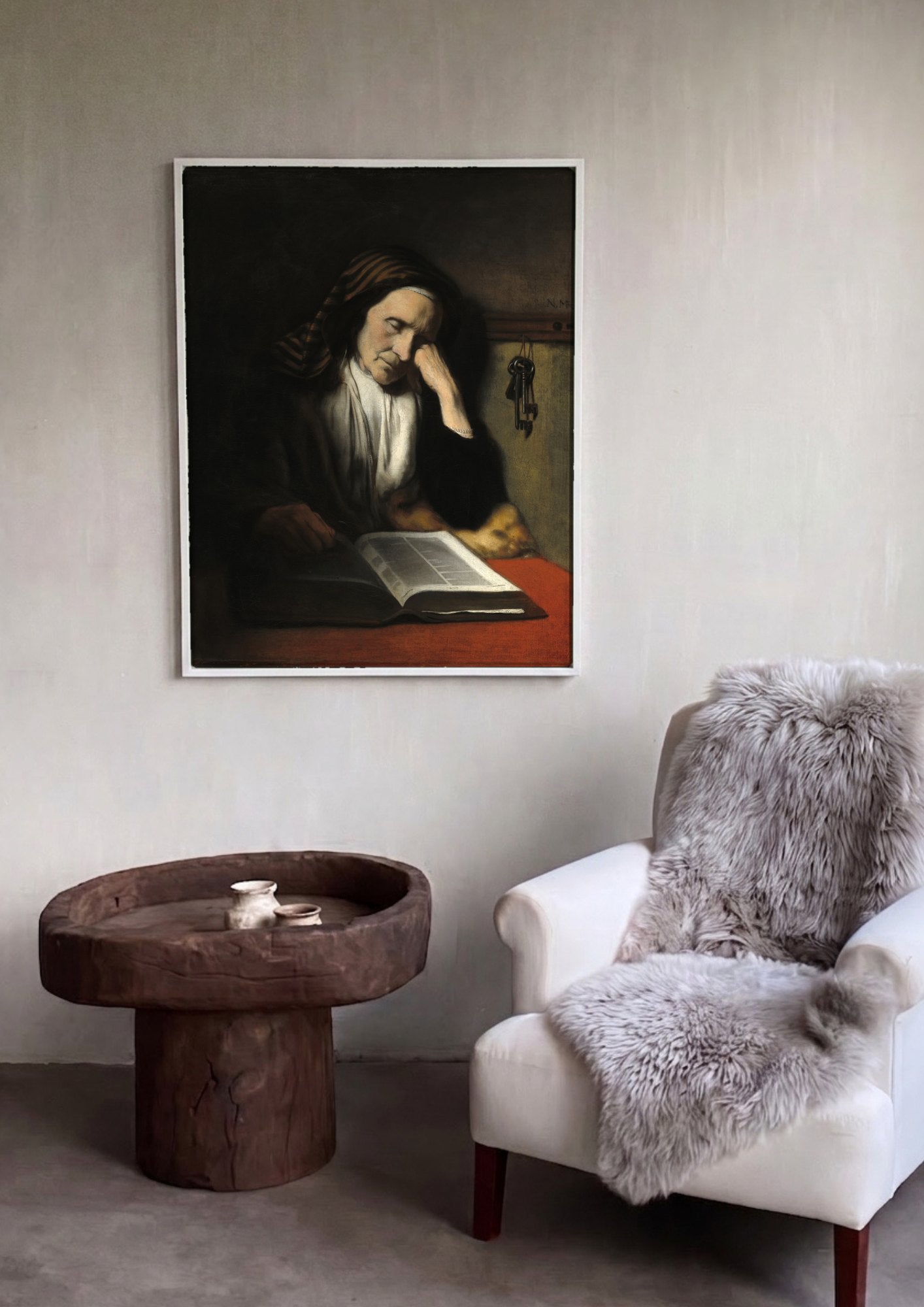 Quadro Decorativo A Velha Adormecida - Nicolaes Maes | quadro emoldurado na parede