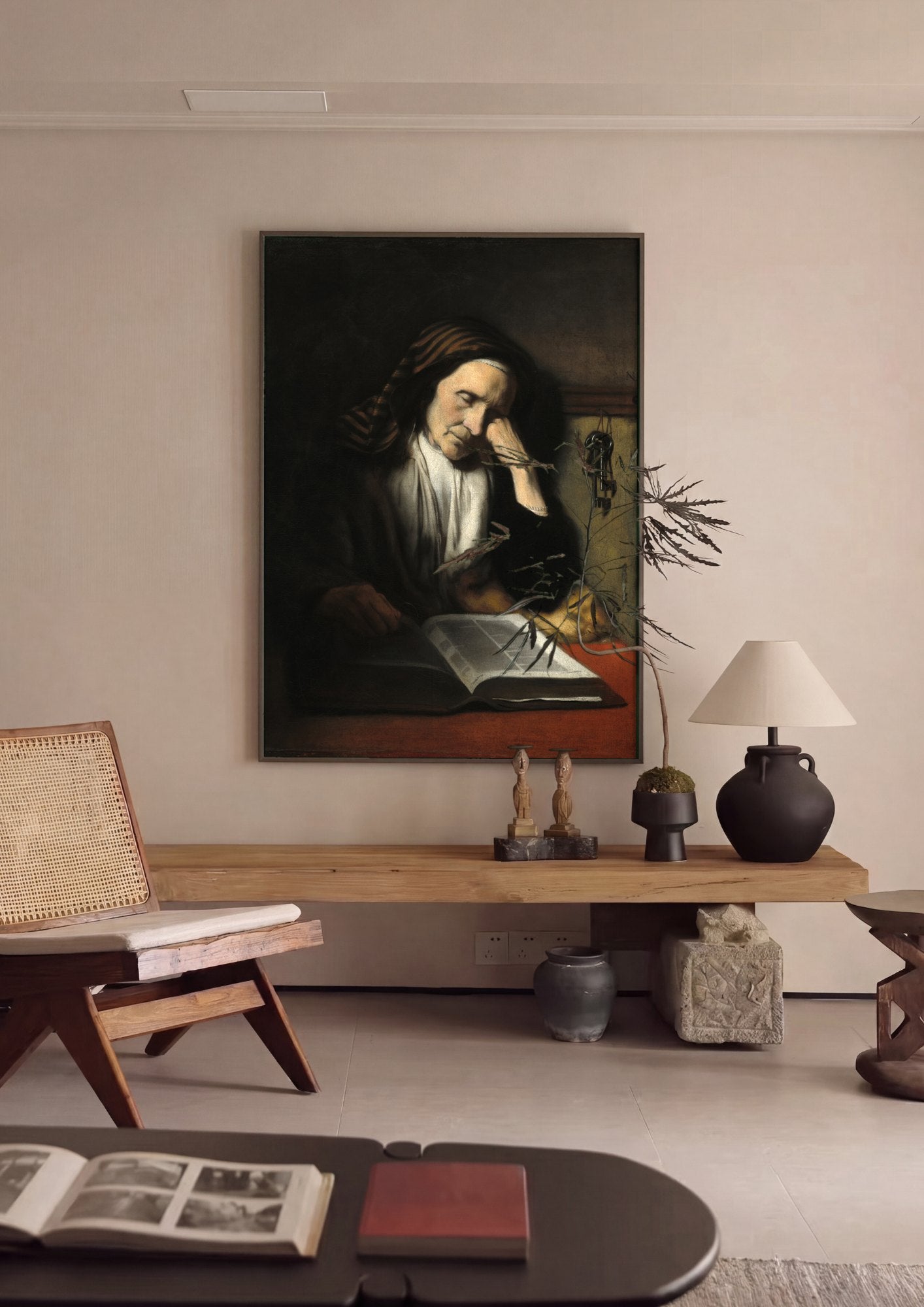 Quadro Decorativo A Velha Adormecida - Nicolaes Maes | quadro emoldurado na parede