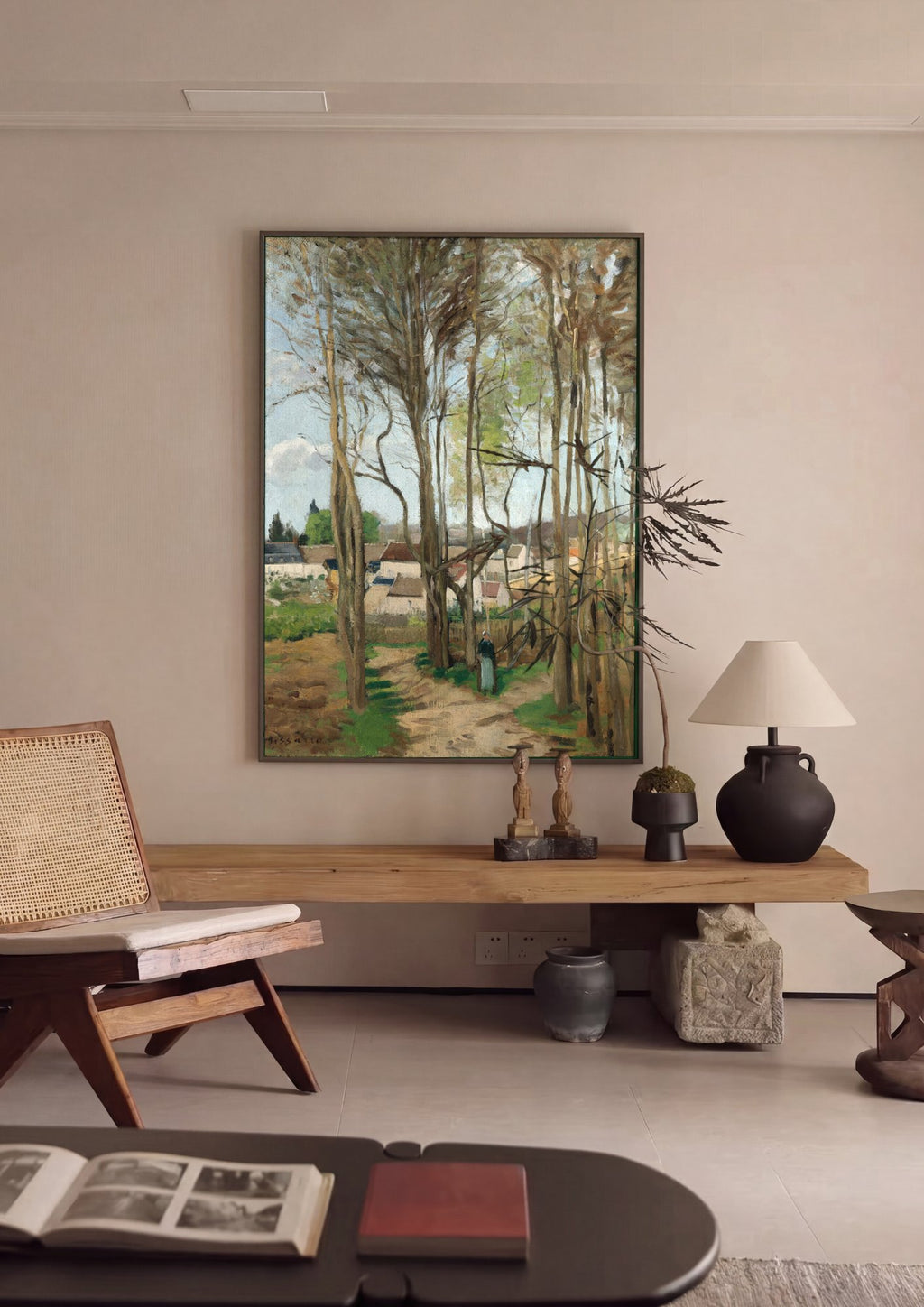 Quadro Decorativo Caminho em Pontoise - Camille Pissarro em ambiente decorado