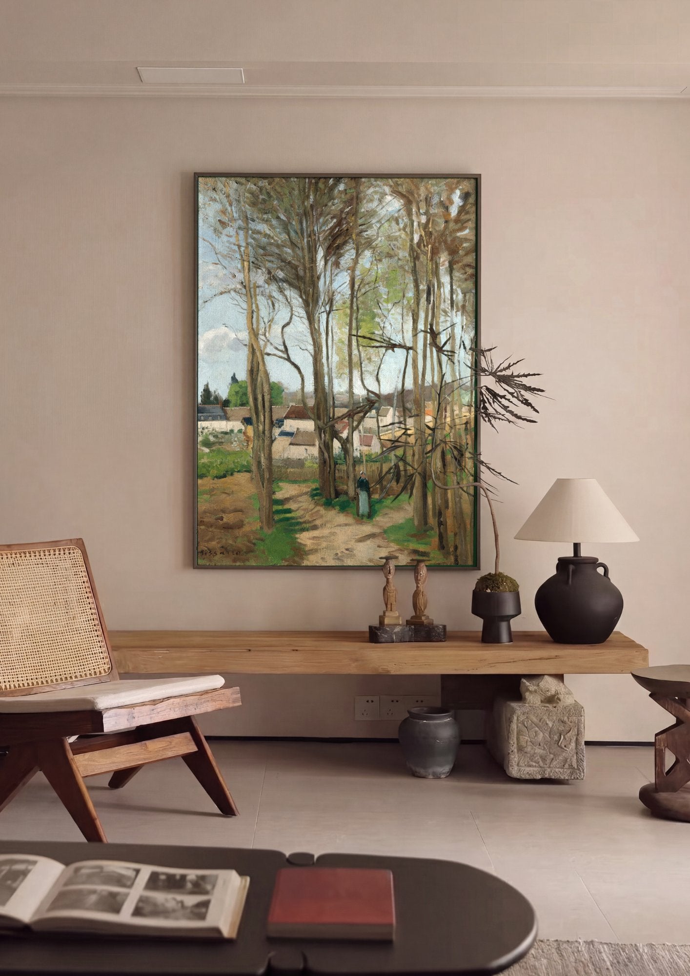 Quadro Decorativo Caminho em Pontoise - Camille Pissarro em ambiente decorado