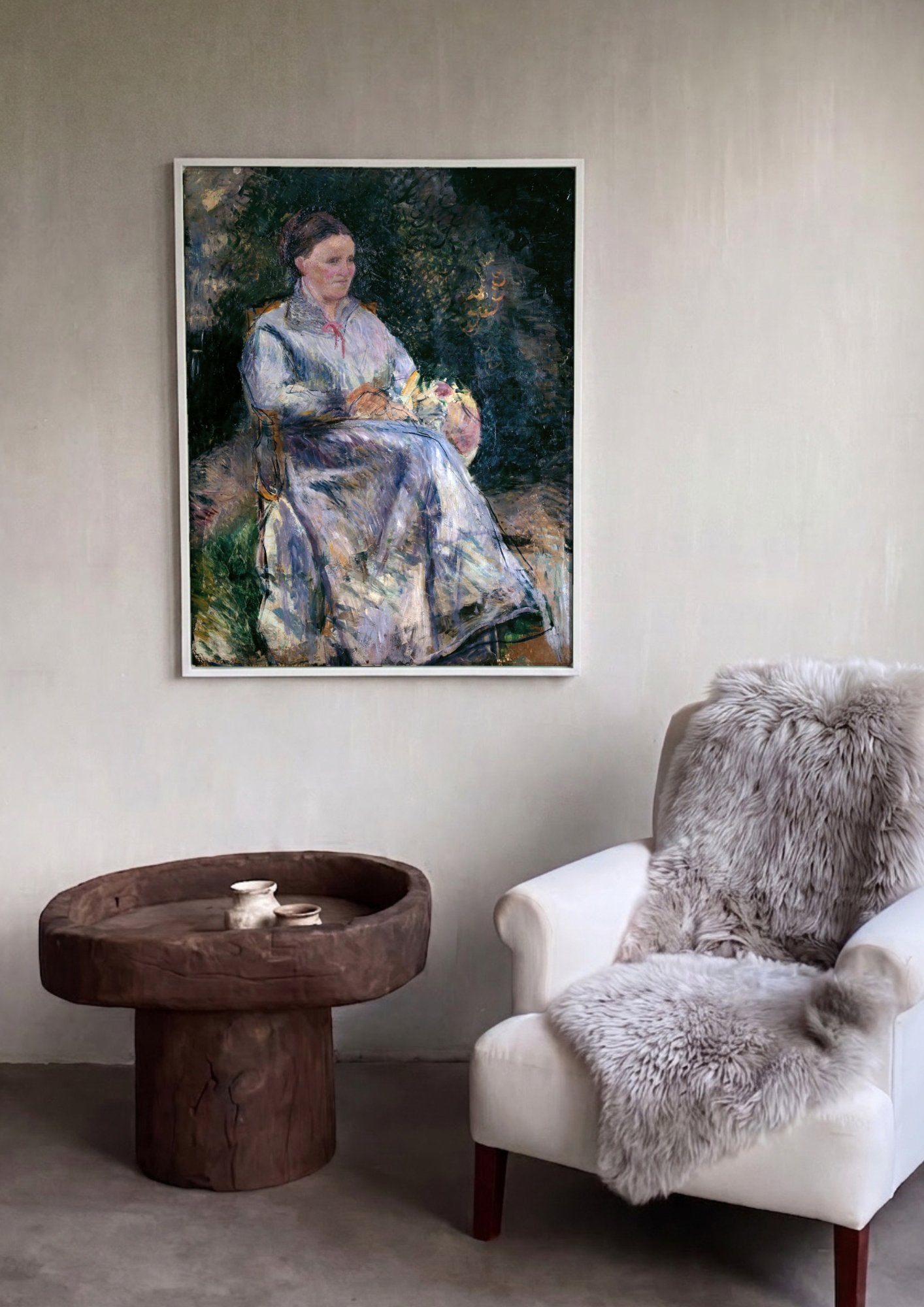 Quadro Decorativo A Camponesa Sentada - Camille Pissarro em ambiente decorado