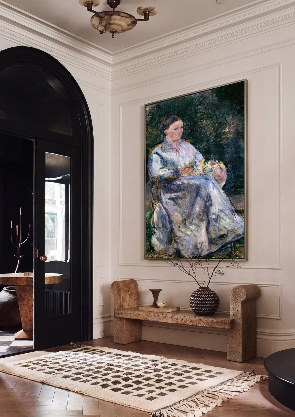 Quadro Decorativo A Camponesa Sentada - Camille Pissarro em ambiente decorado
