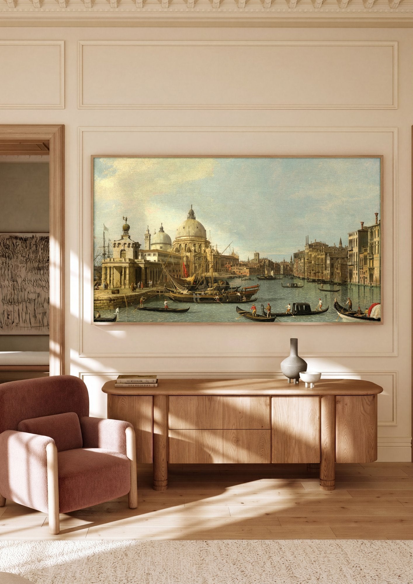 Quadro Decorativo 'Bacino di San Marco' - Canaletto em ambiente decorado