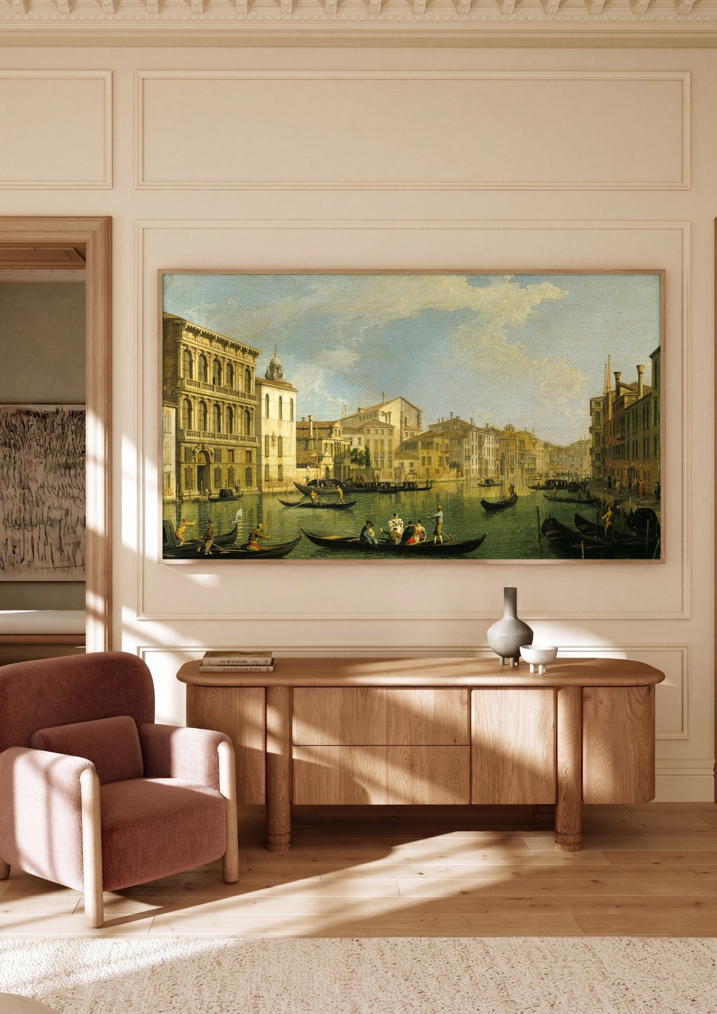 Quadro Decorativo Canal Grande, Veneza - Canaletto em ambiente decorado