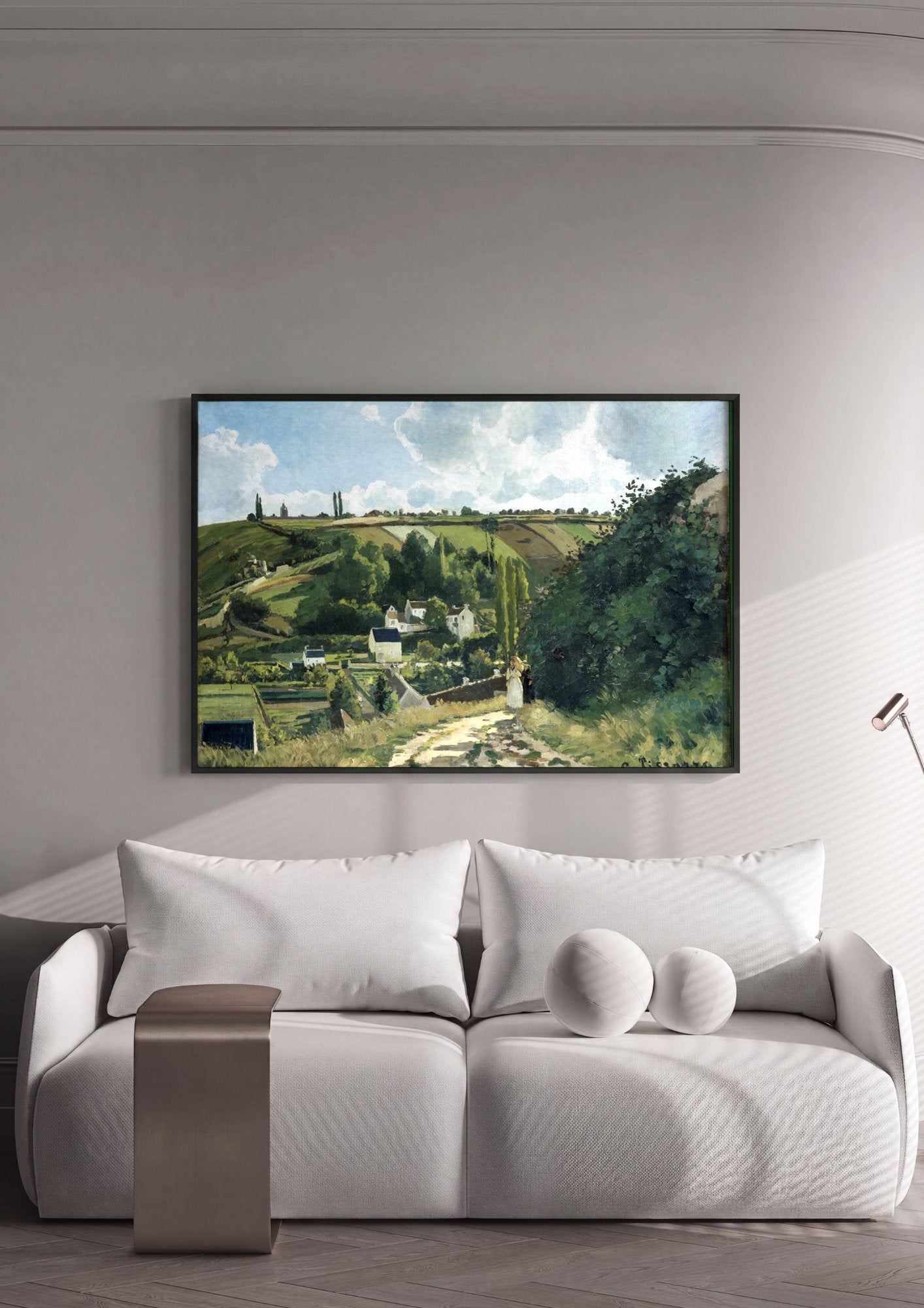 Quadro Decorativo A Colina de Vesinet - Camille Pissarro em ambiente decorado