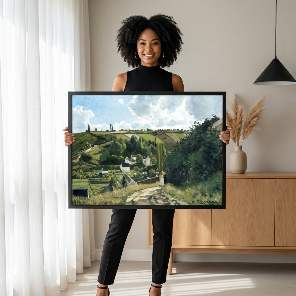 Quadro Decorativo A Colina de Vesinet - Camille Pissarro com modelo em ambiente