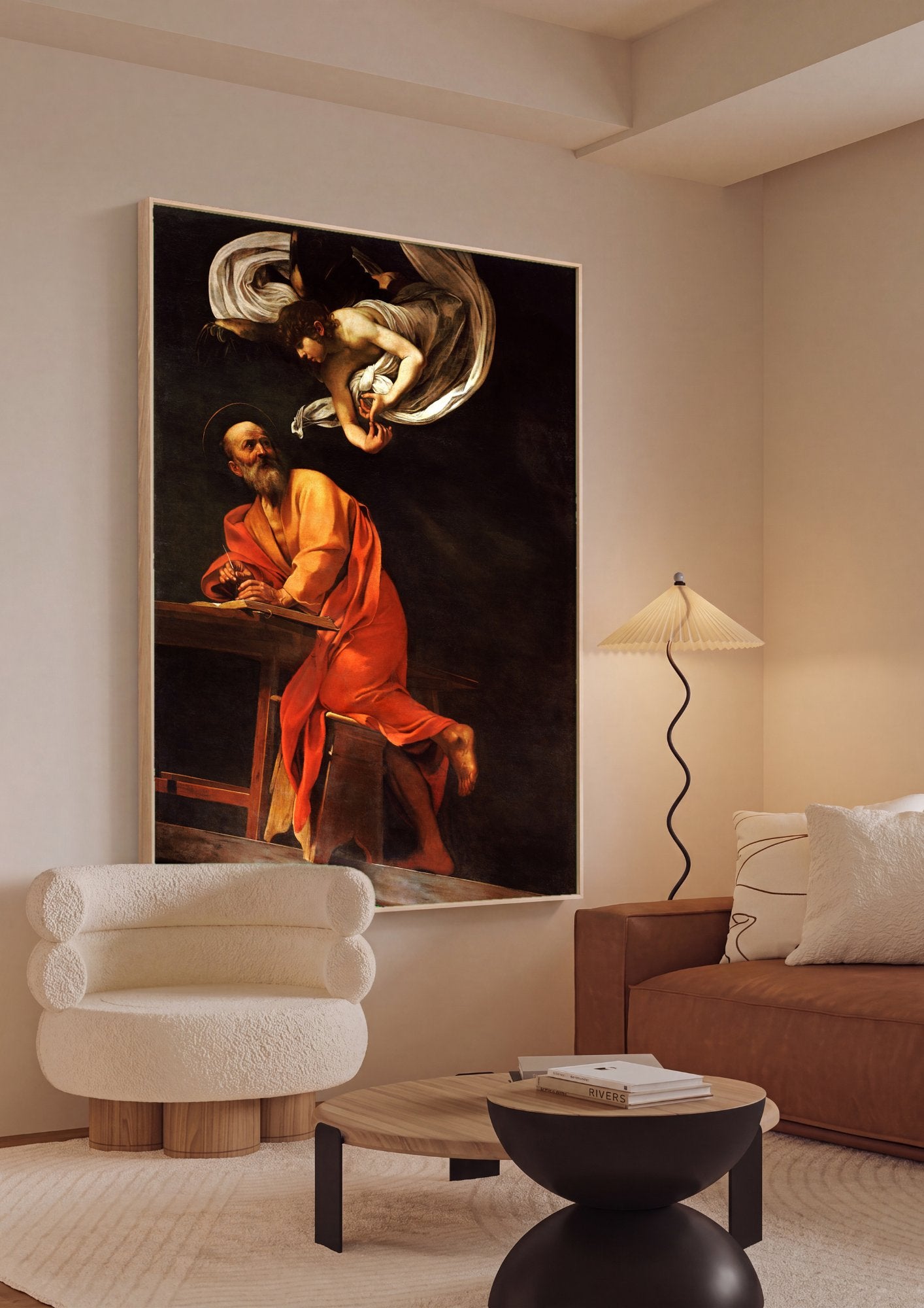 Quadro Decorativo São Mateus e o Anjo - Caravaggio em ambiente decorado