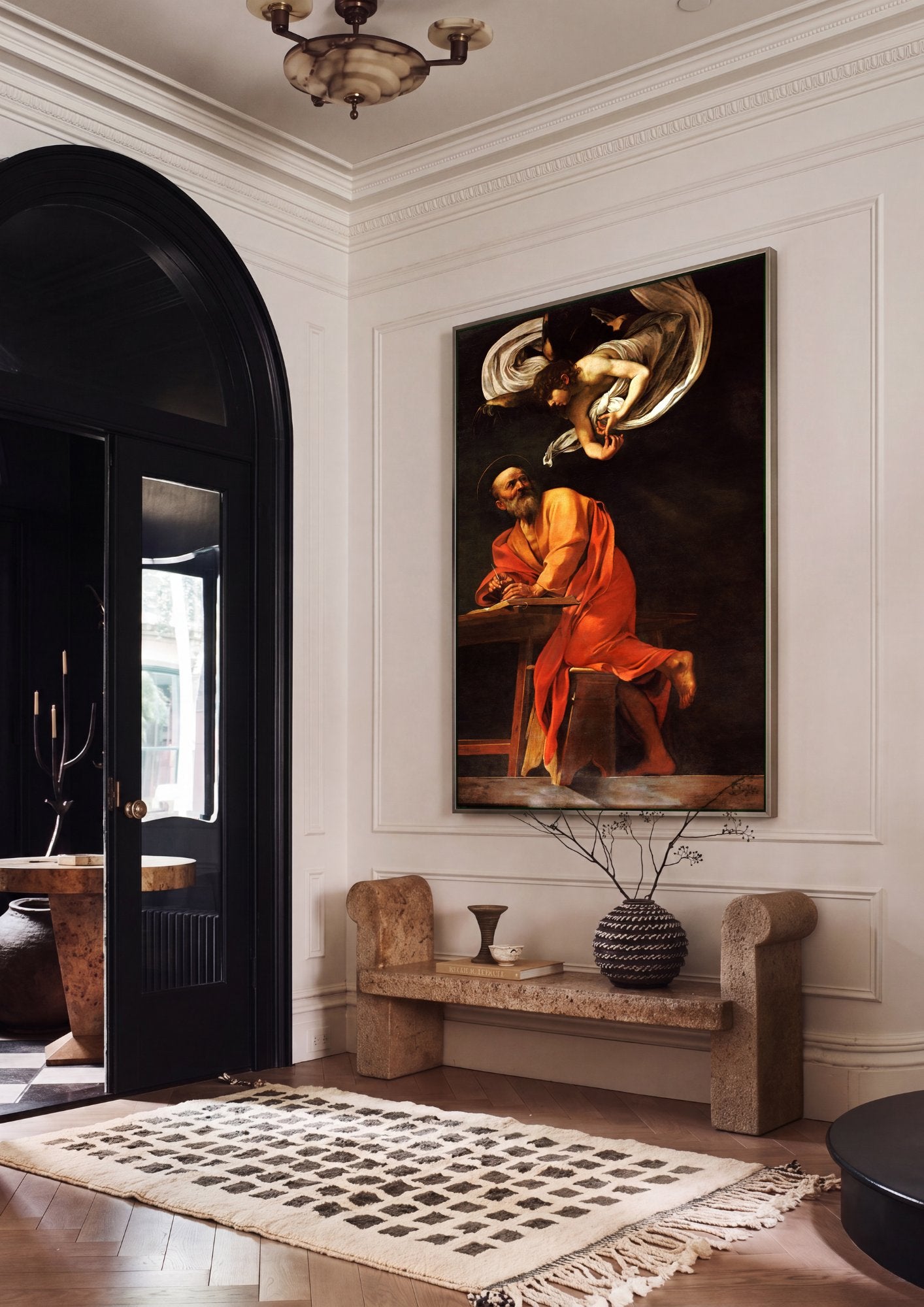 Quadro Decorativo São Mateus e o Anjo - Caravaggio em ambiente decorado