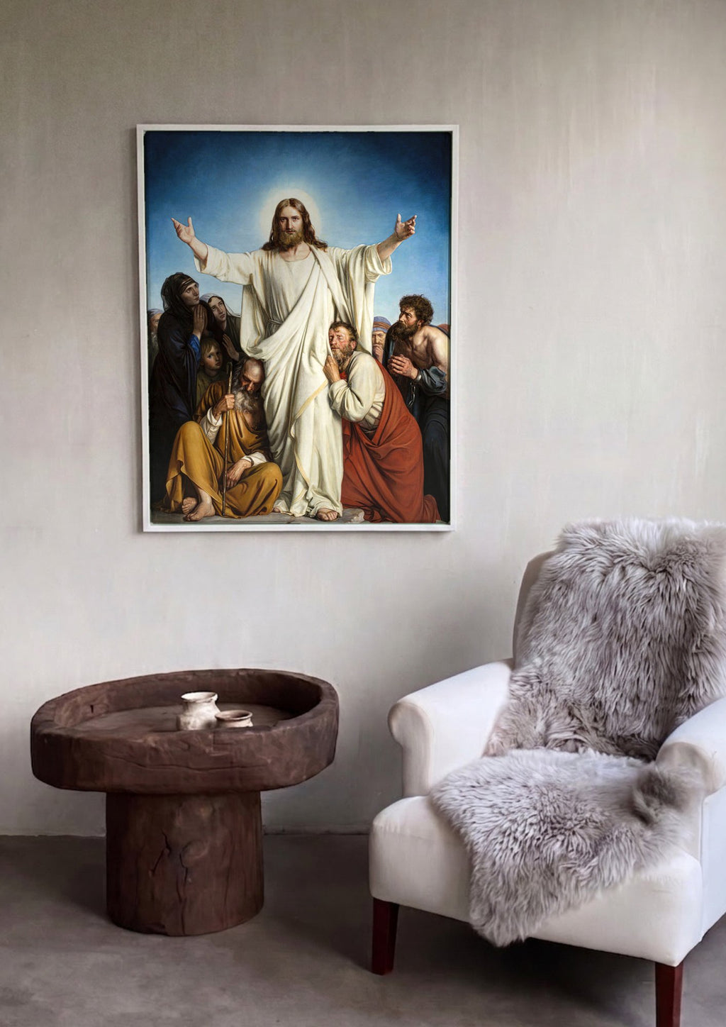 Quadro Decorativo Christus Consolator - Carl Bloch em ambiente decorado
