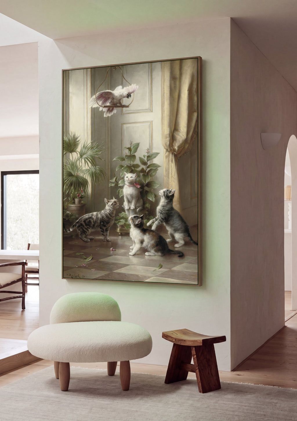Quadro Decorativo A Festa do Papagaio - Carl Reichert em ambiente decorado