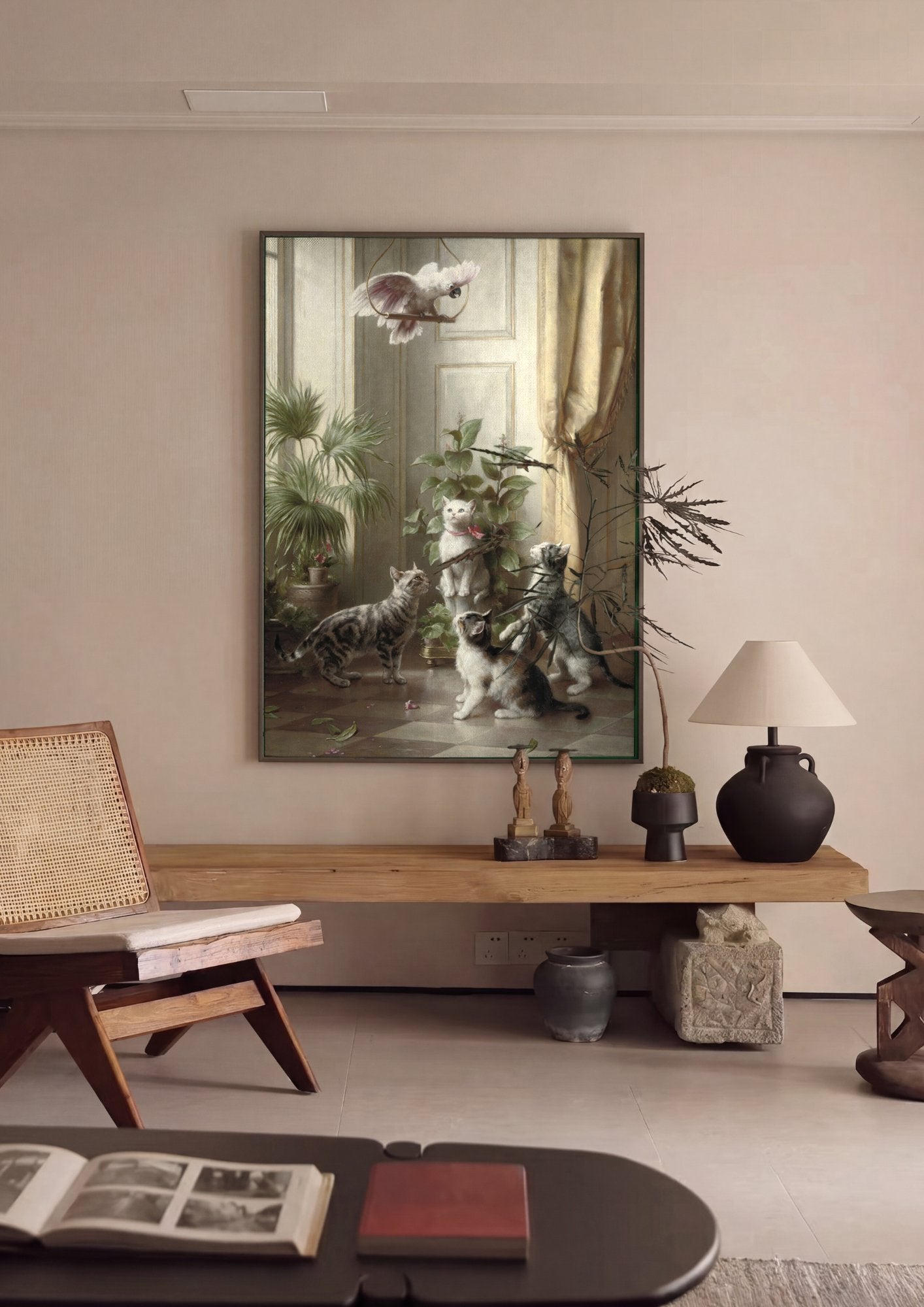 Quadro Decorativo A Festa do Papagaio - Carl Reichert em ambiente decorado