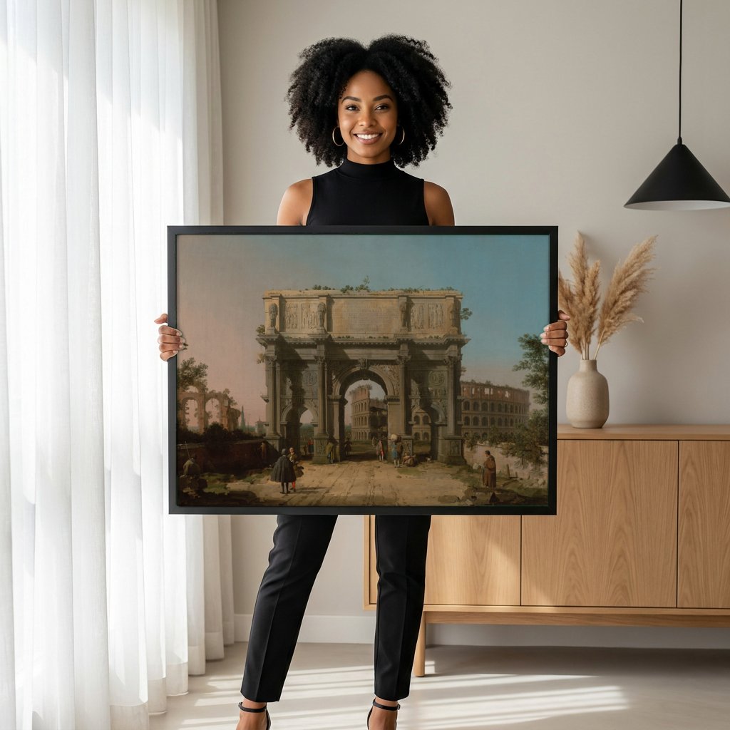 Quadro Decorativo Arco de Constantino - Canaletto com modelo em ambiente