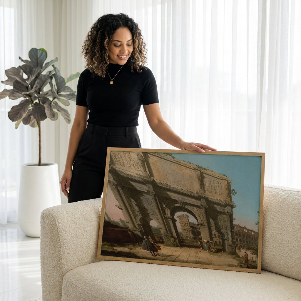 Quadro Decorativo Arco de Constantino - Canaletto com modelo em ambiente