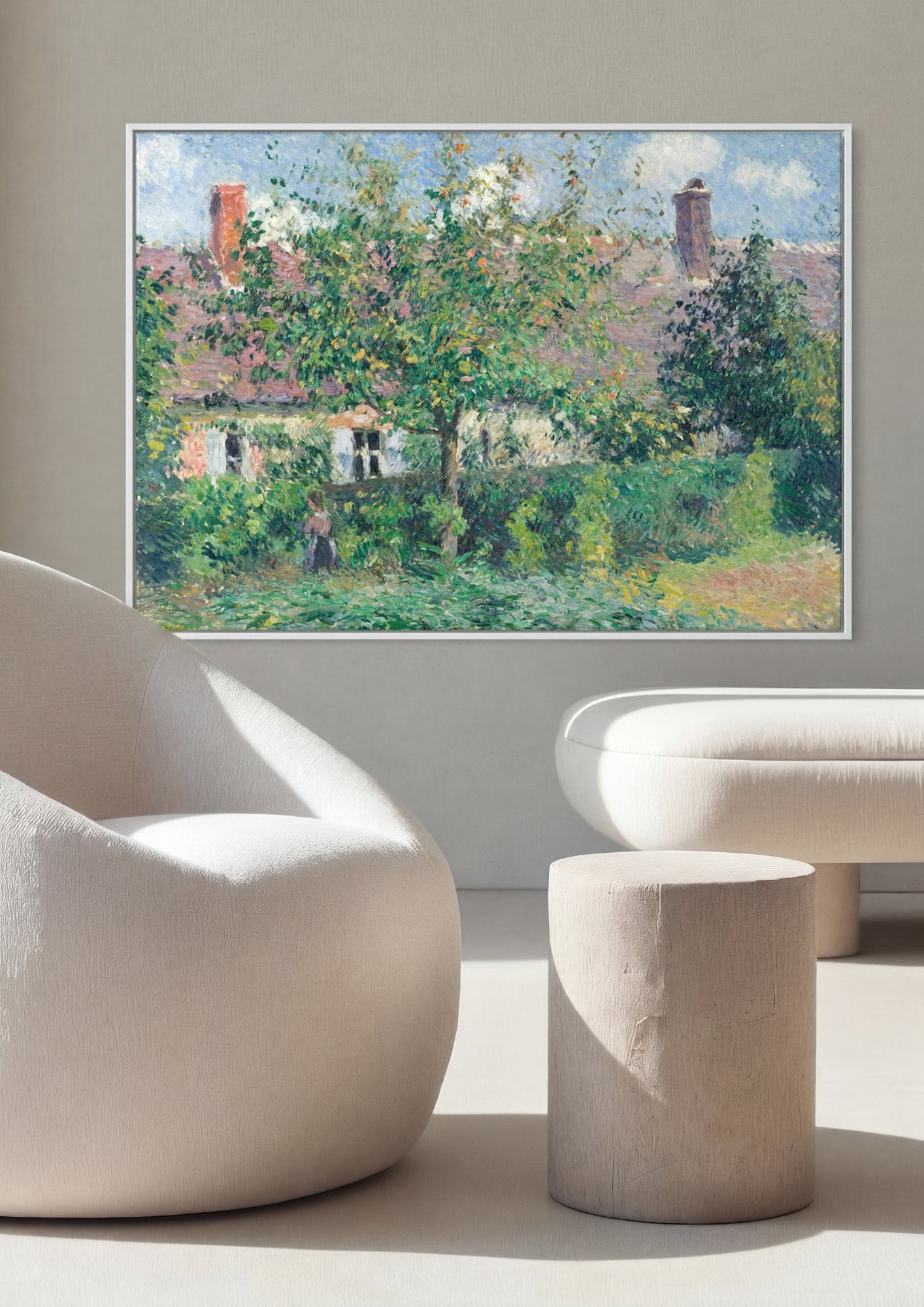 Quadro Decorativo Jardins em Pontoise - Camille Pissarro em ambiente decorado