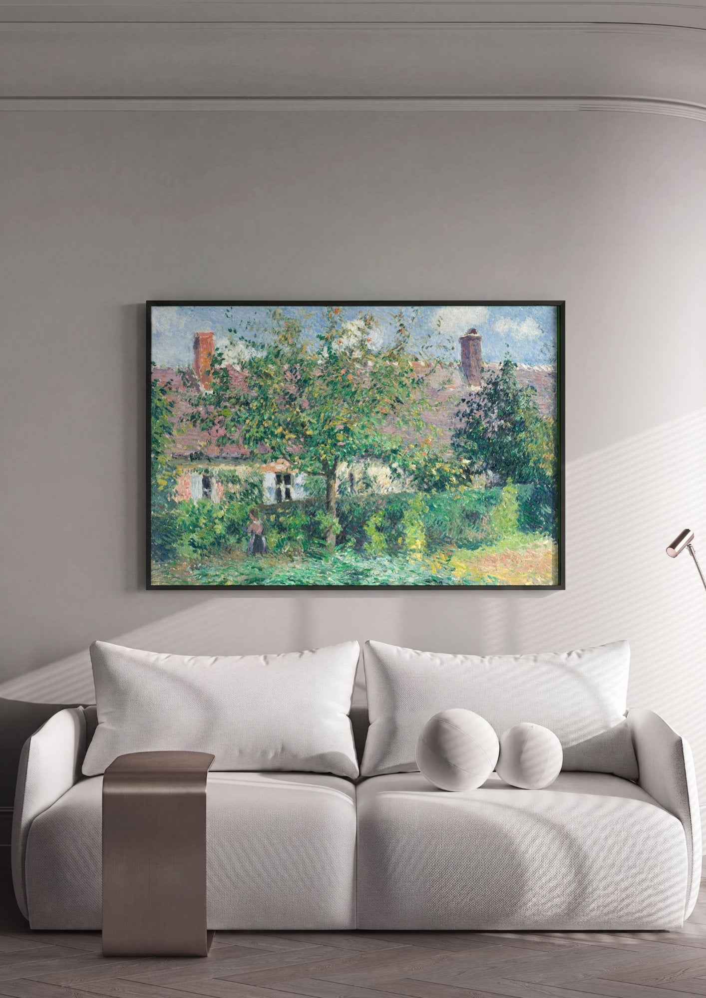 Quadro Decorativo Jardins em Pontoise - Camille Pissarro em ambiente decorado