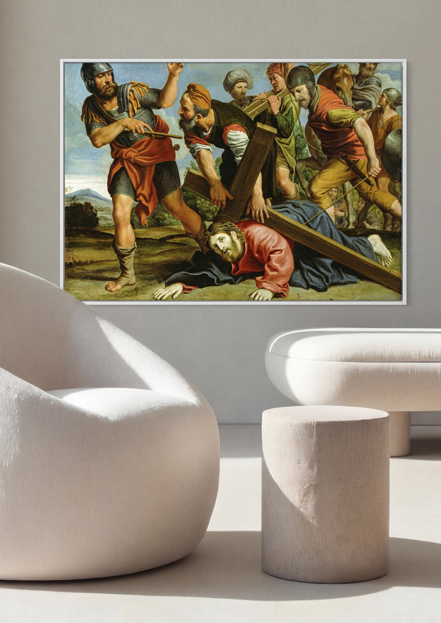 Quadro Decorativo A Queda de Cristo a Caminho do Calvário - Pieter Bruegel, o Jovem em ambiente decorado