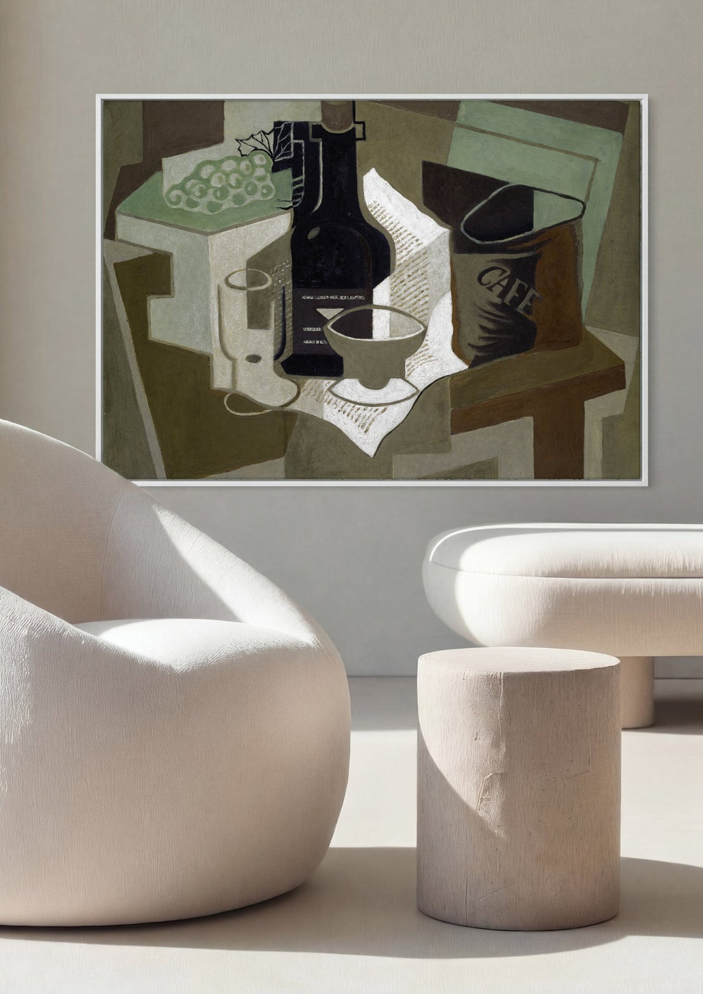 Quadro Decorativo Natureza-morta com Cafeteira - Juan Gris em ambiente decorado