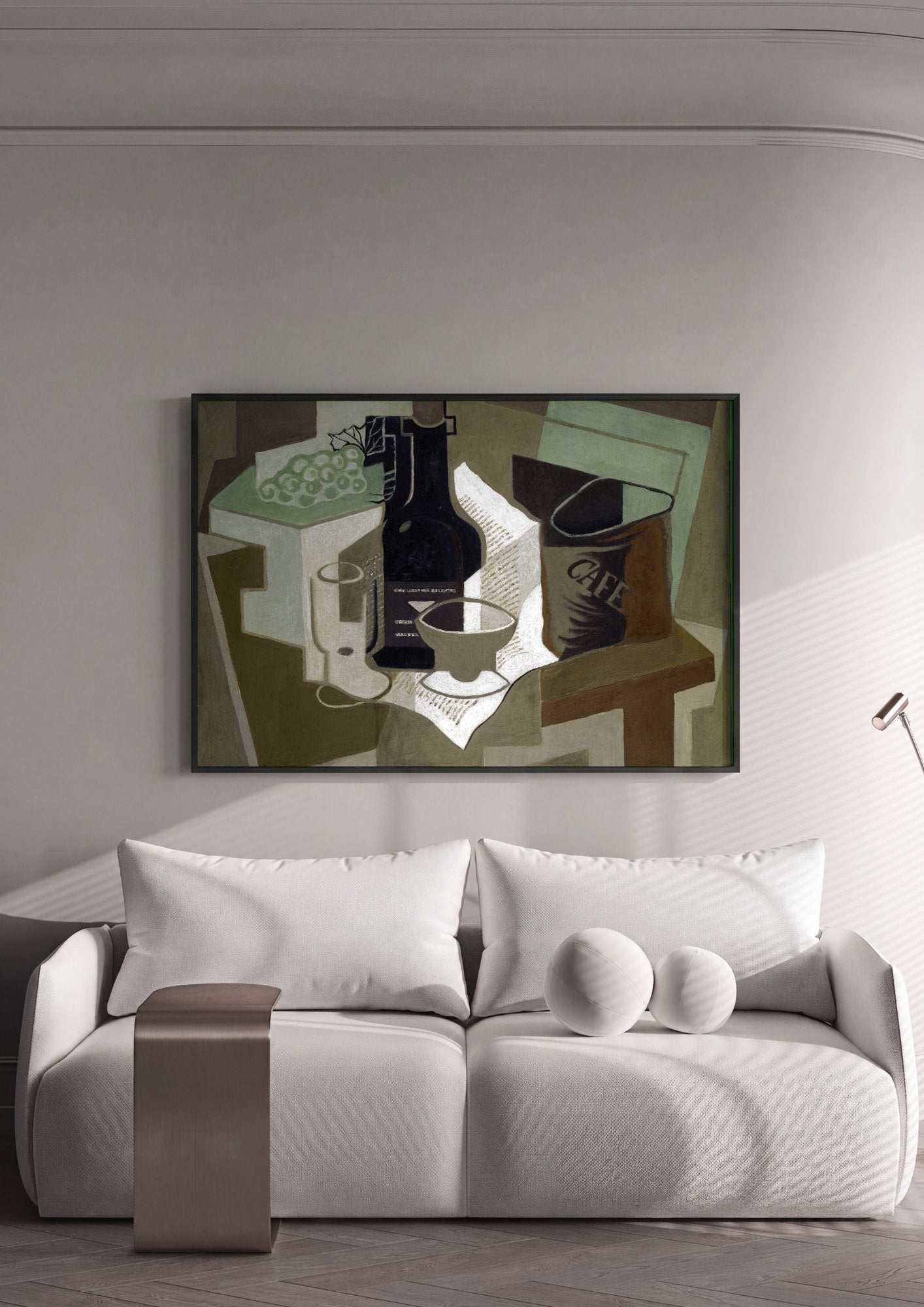 Quadro Decorativo Natureza-morta com Cafeteira - Juan Gris em ambiente decorado