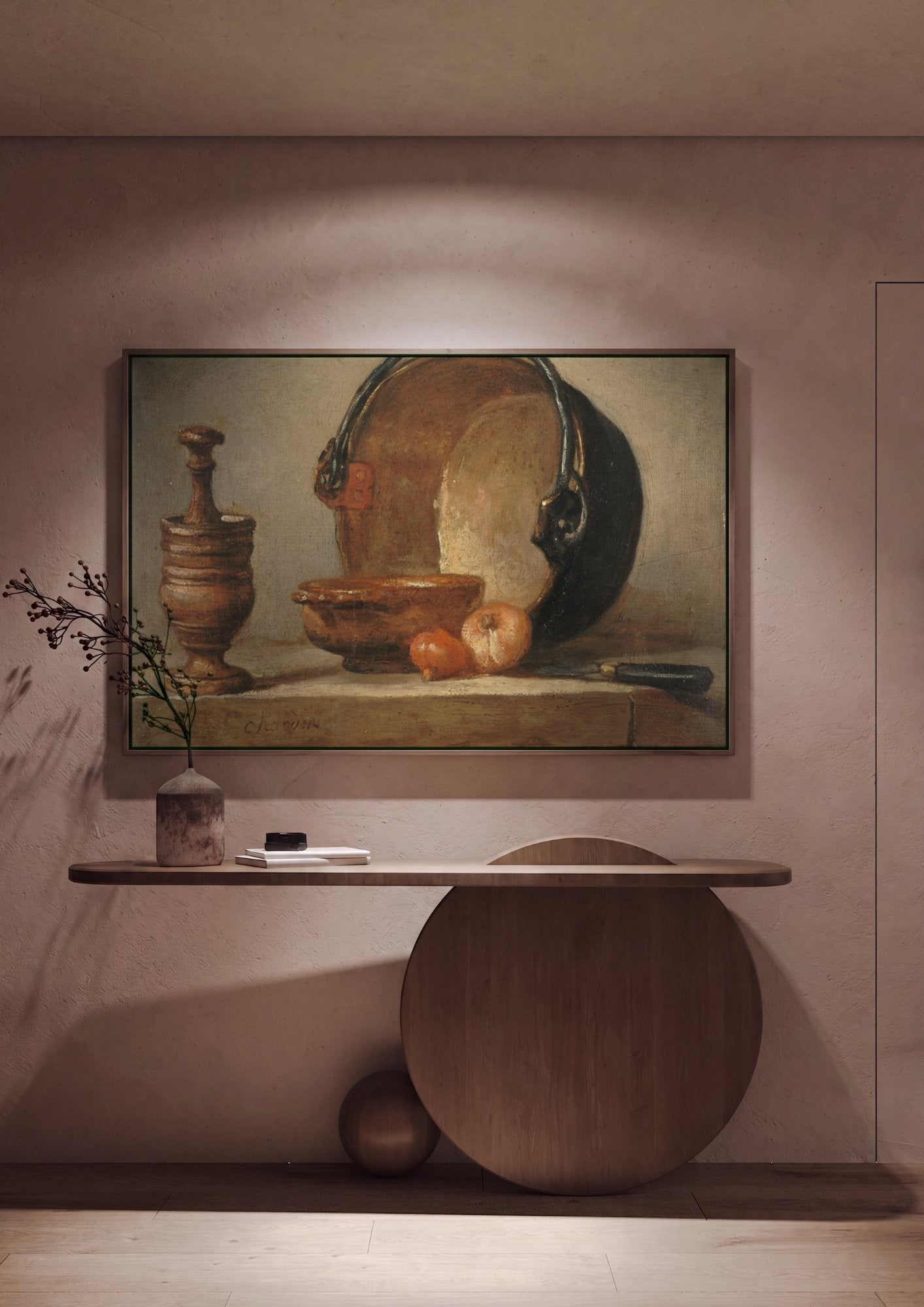 Quadro Decorativo Natureza-Morta com Caldeirão - Chardin em ambiente decorado
